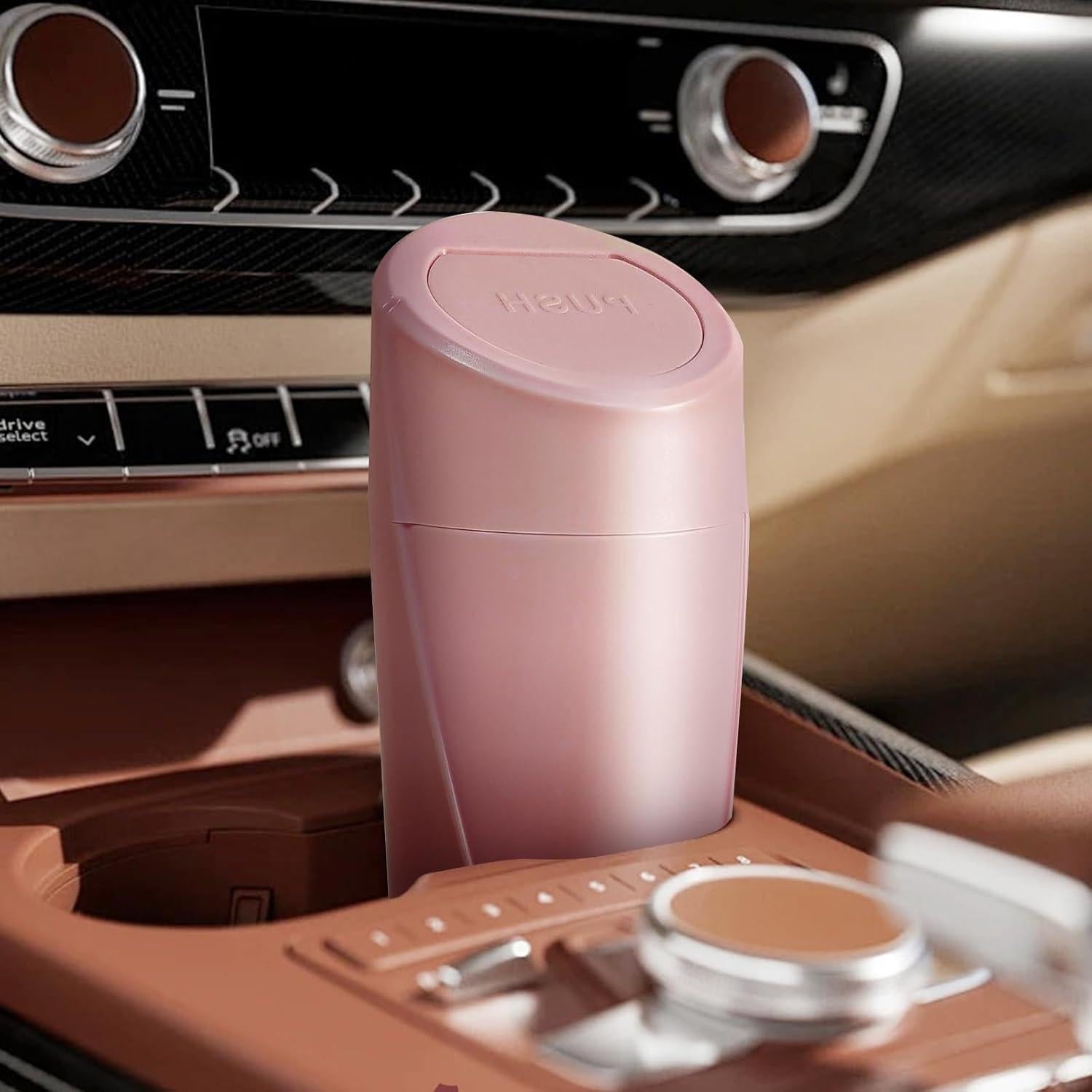 Basurero de Auto Compacto ABS Negro y Rosa con 90 Bolsas