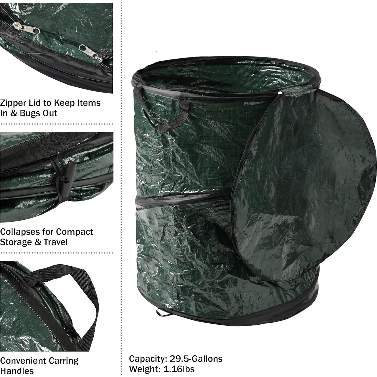 Contenedor de Basura Plegable Wakeman 111.2L Verde