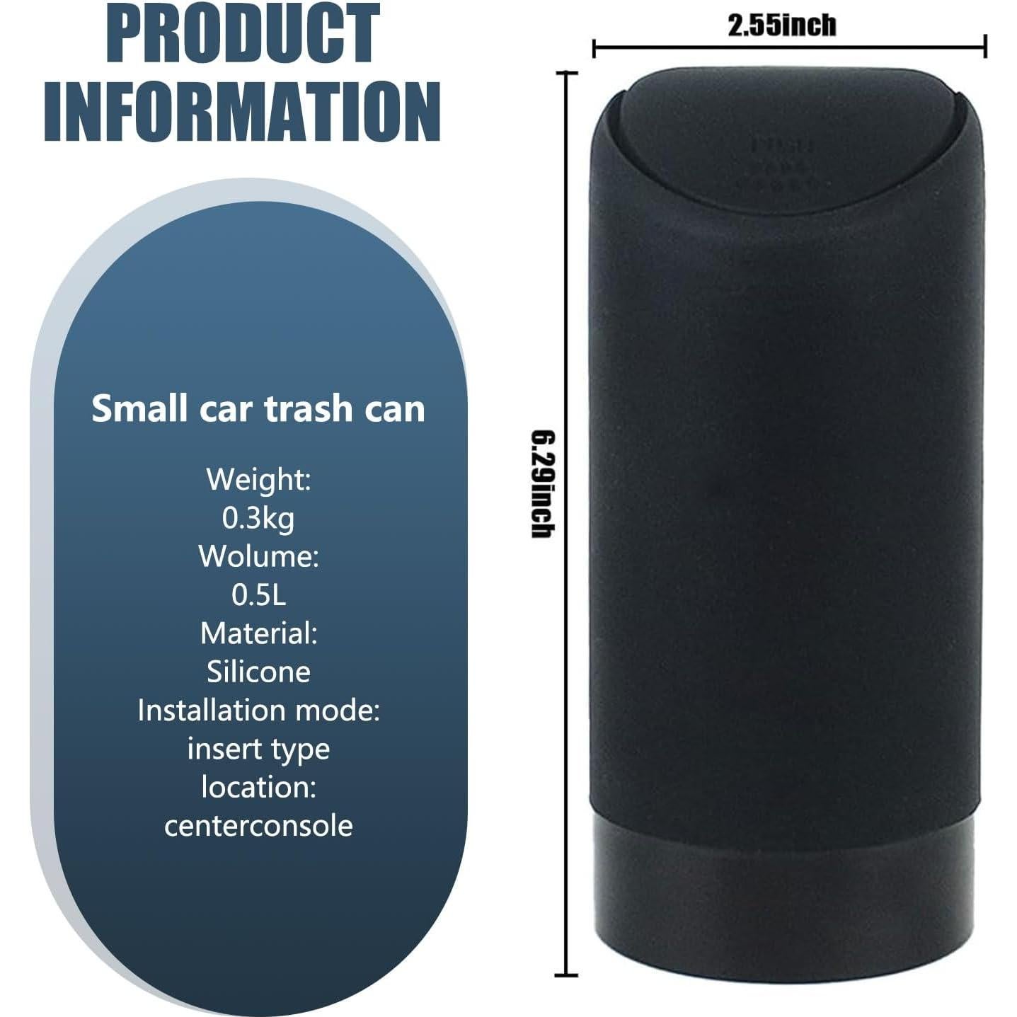 Basurero de Coche Prywog Mini Portátil Silicona Impermeable Negro