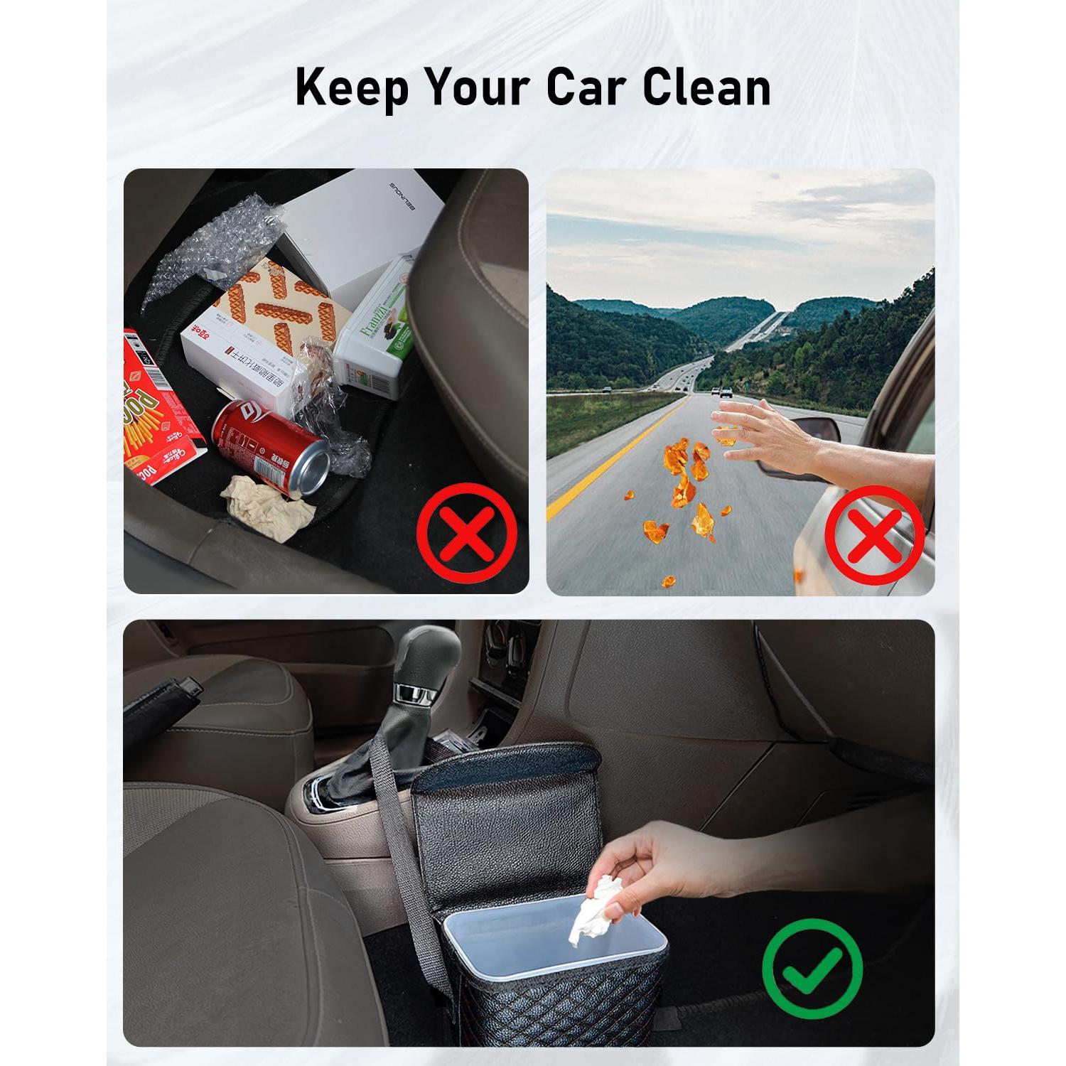 Basurero para Auto Belinous Mini Impermeable con Soporte de Pañuelos