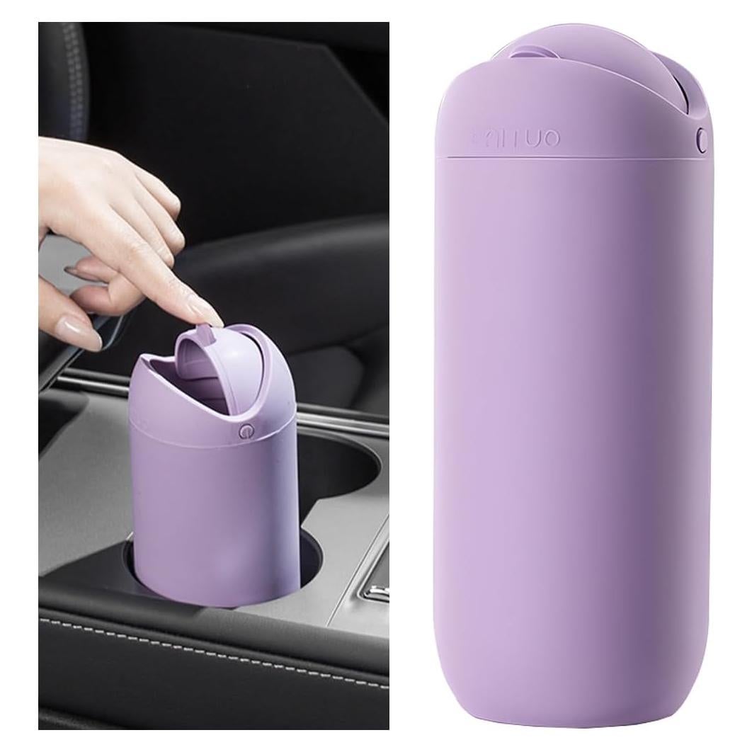 Basurero de Auto KHGUZ Púrpura a Prueba de Fugas 8x8x19cm