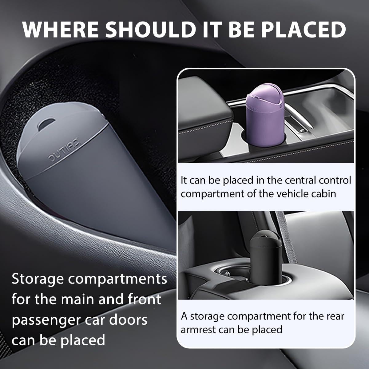 Basurero de Auto KHGUZ Púrpura a Prueba de Fugas 8x8x19cm