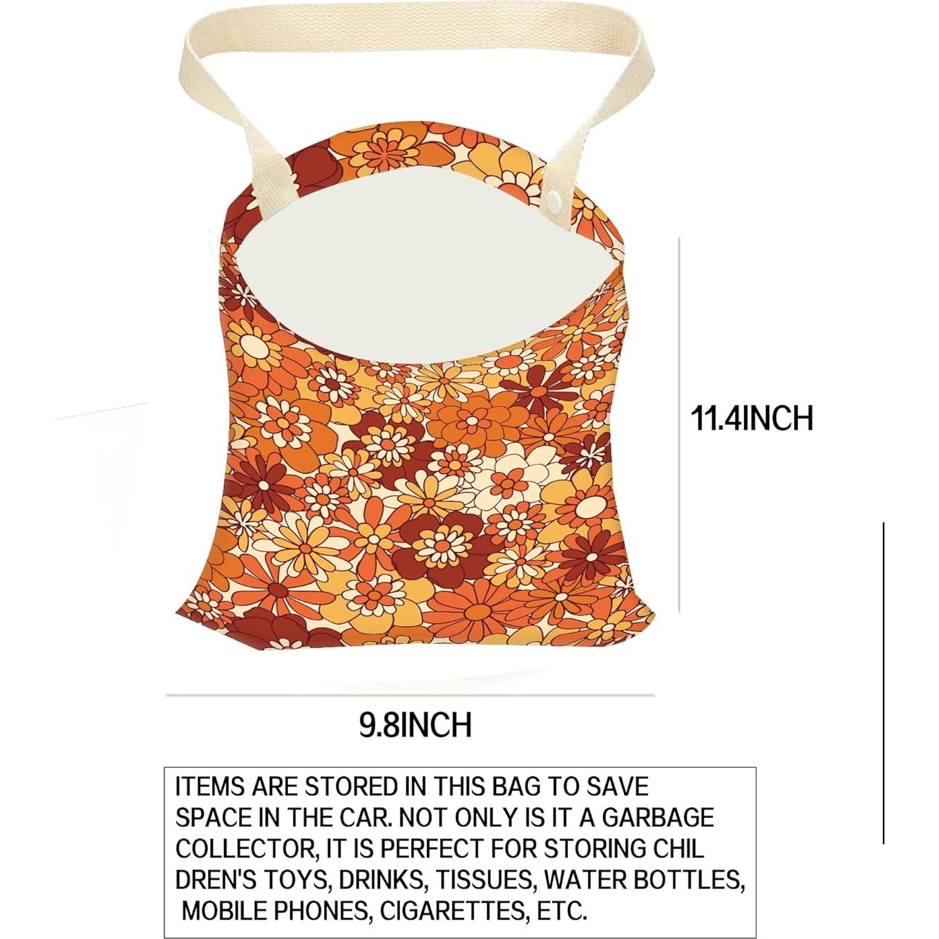 Basurero de Auto ANKVRP Colgante Ecológico Flores Naranjas