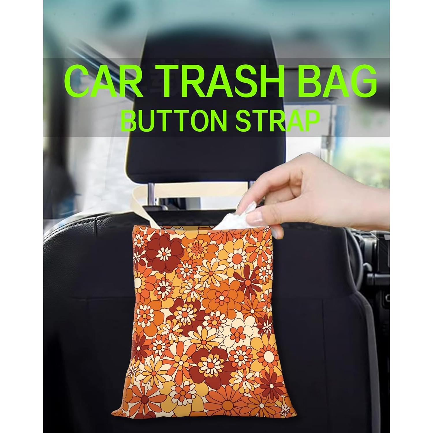 Basurero de Auto ANKVRP Colgante Ecológico Flores Naranjas