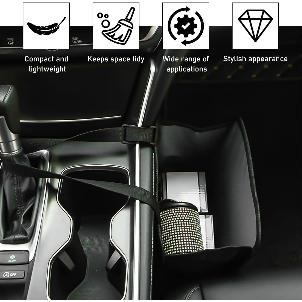 Basurero Plegable para Auto Ohleats 7L Impermeable Rhinestone