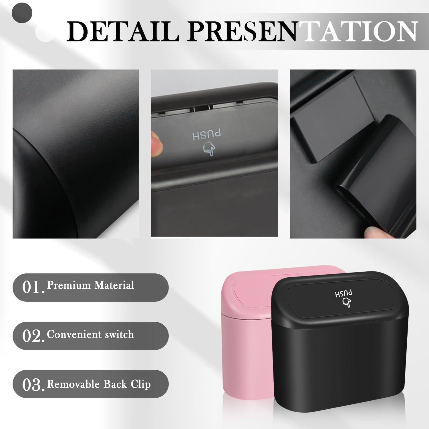 Cubo de Basura para Automóvil YGDMD Negro con Tapa y Gancho