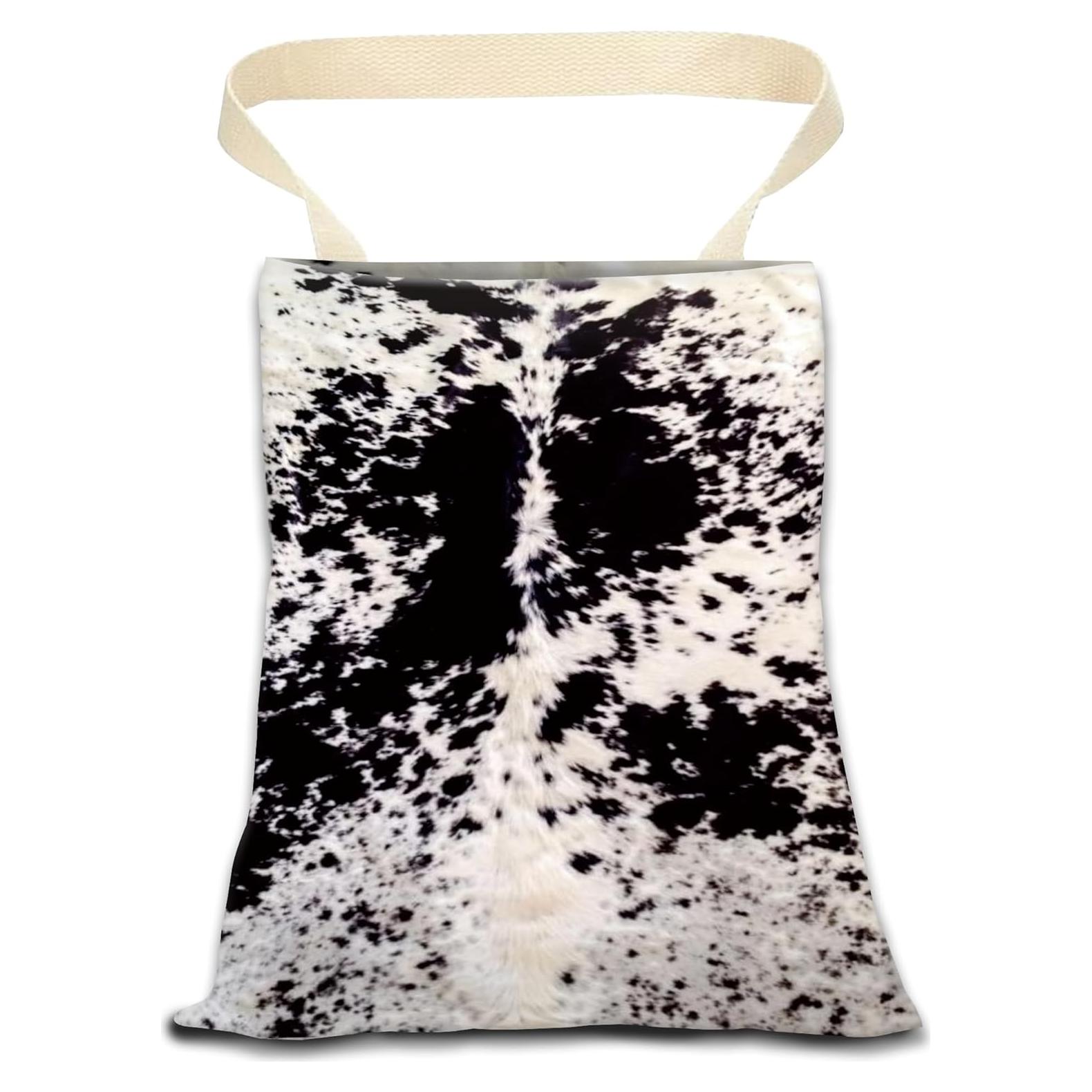 Basurero de Auto Colgante ANKVRP Retro Negro Blanco Piel de Vaca