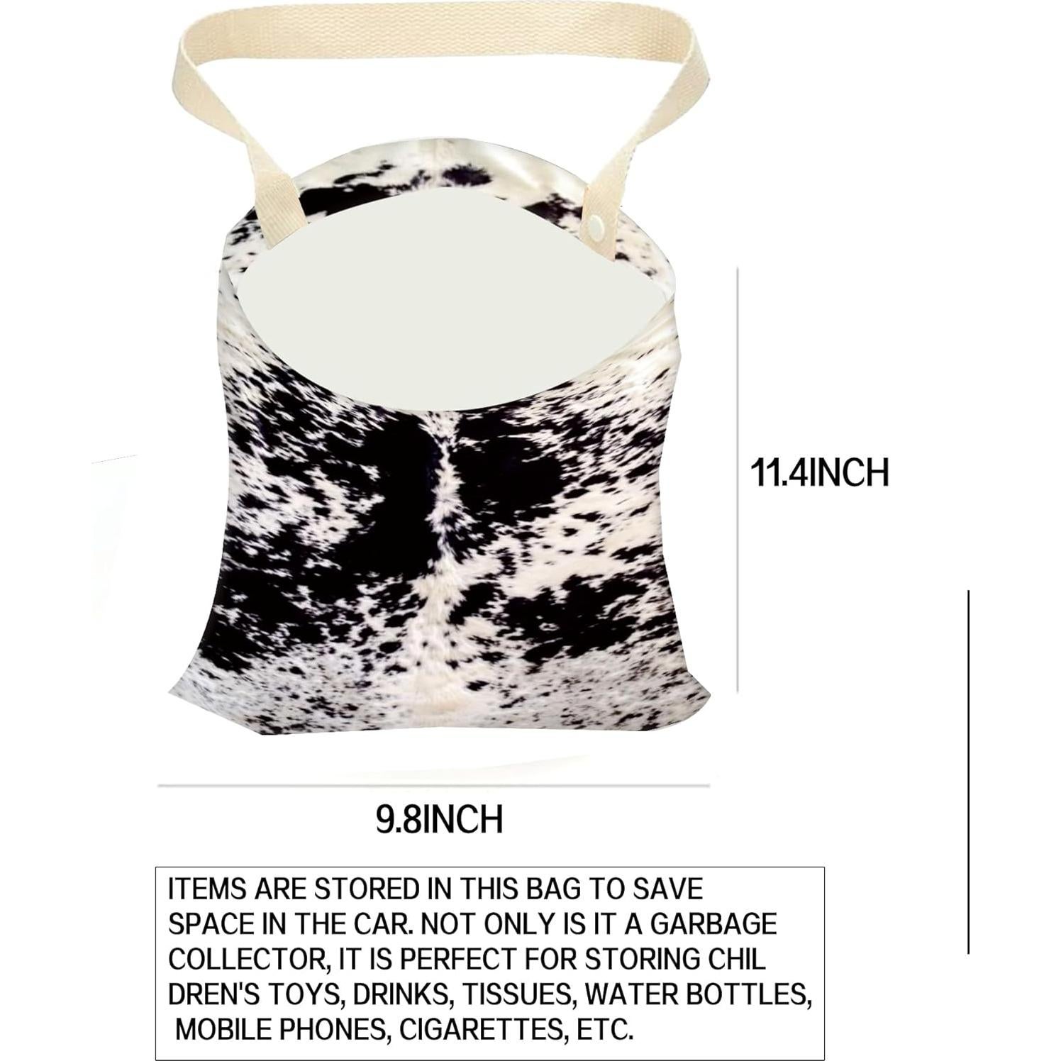 Basurero de Auto Colgante ANKVRP Retro Negro Blanco Piel de Vaca