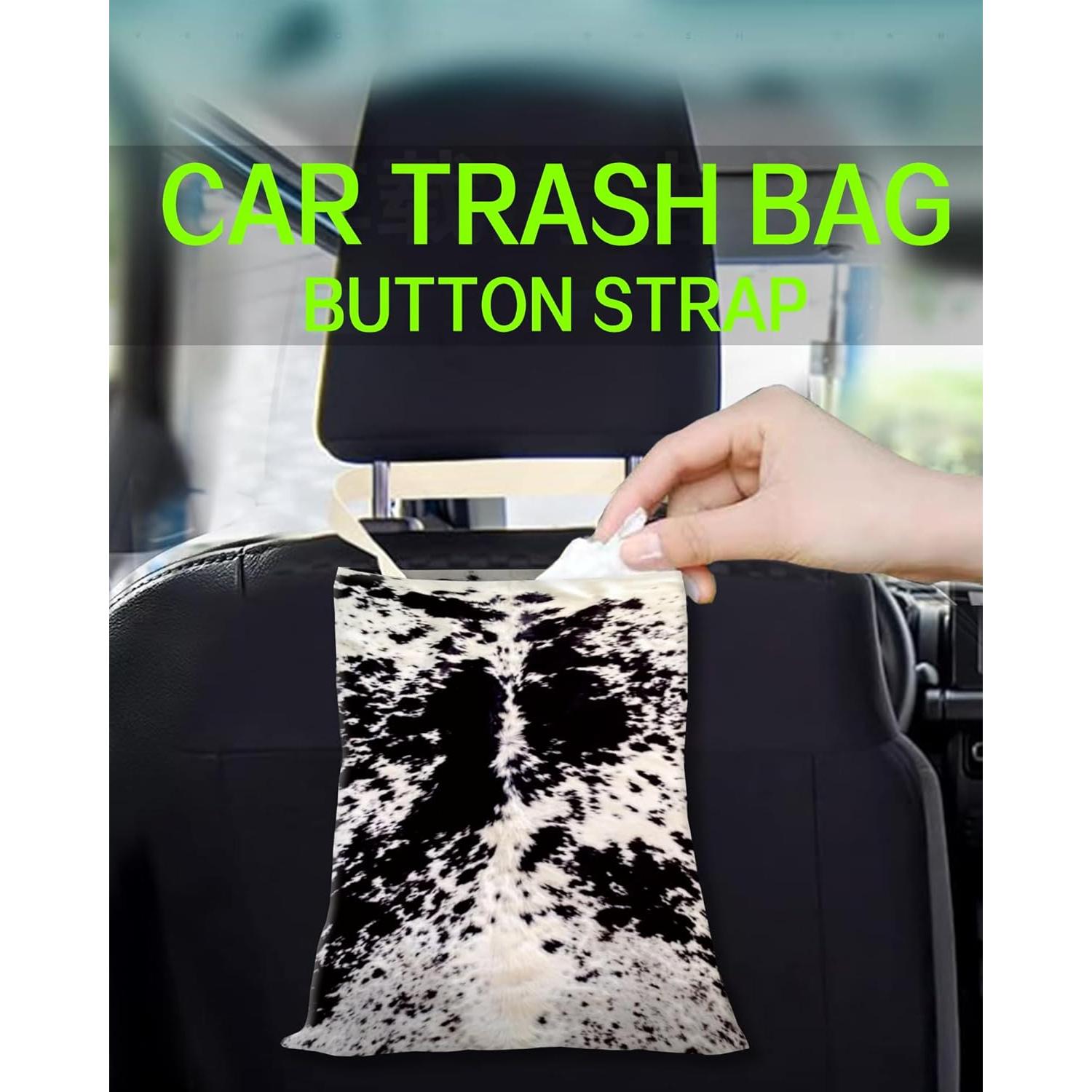 Basurero de Auto Colgante ANKVRP Retro Negro Blanco Piel de Vaca