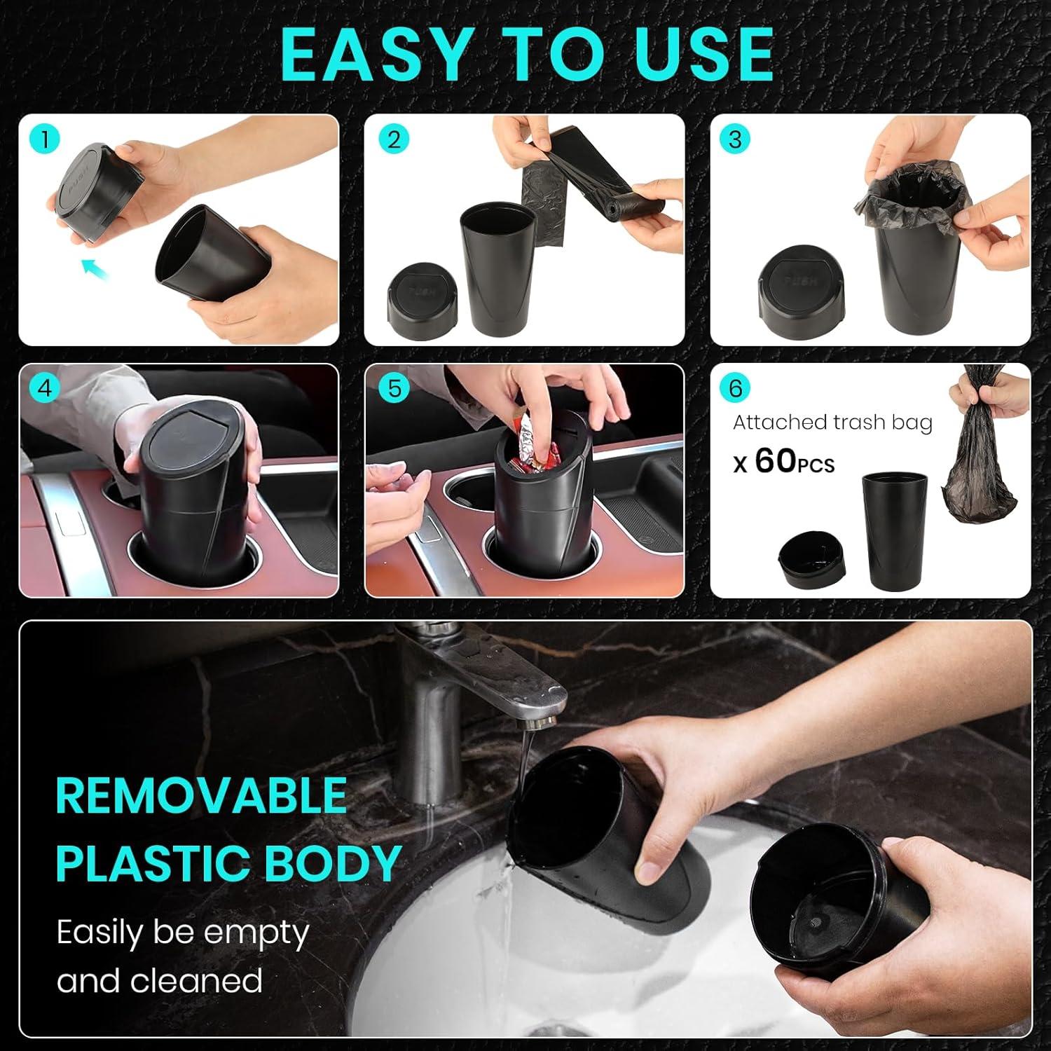 Basurero de Auto Keweis con Tapa - 2 Piezas y 60 Bolsas