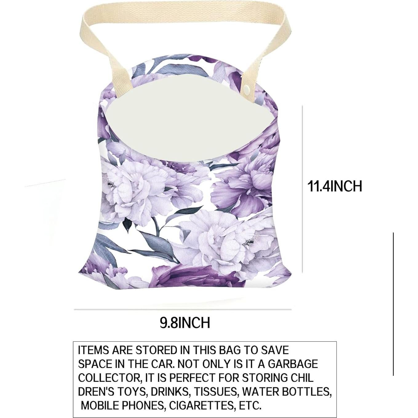Basurero de Auto ANKVRP Colgante Ecológico Flores Moradas