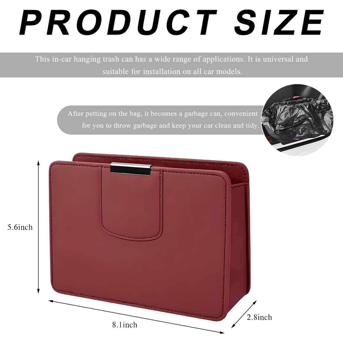 Basurero de Auto FSTURIOS Plegable Cuero Rojo Vino 2000ml
