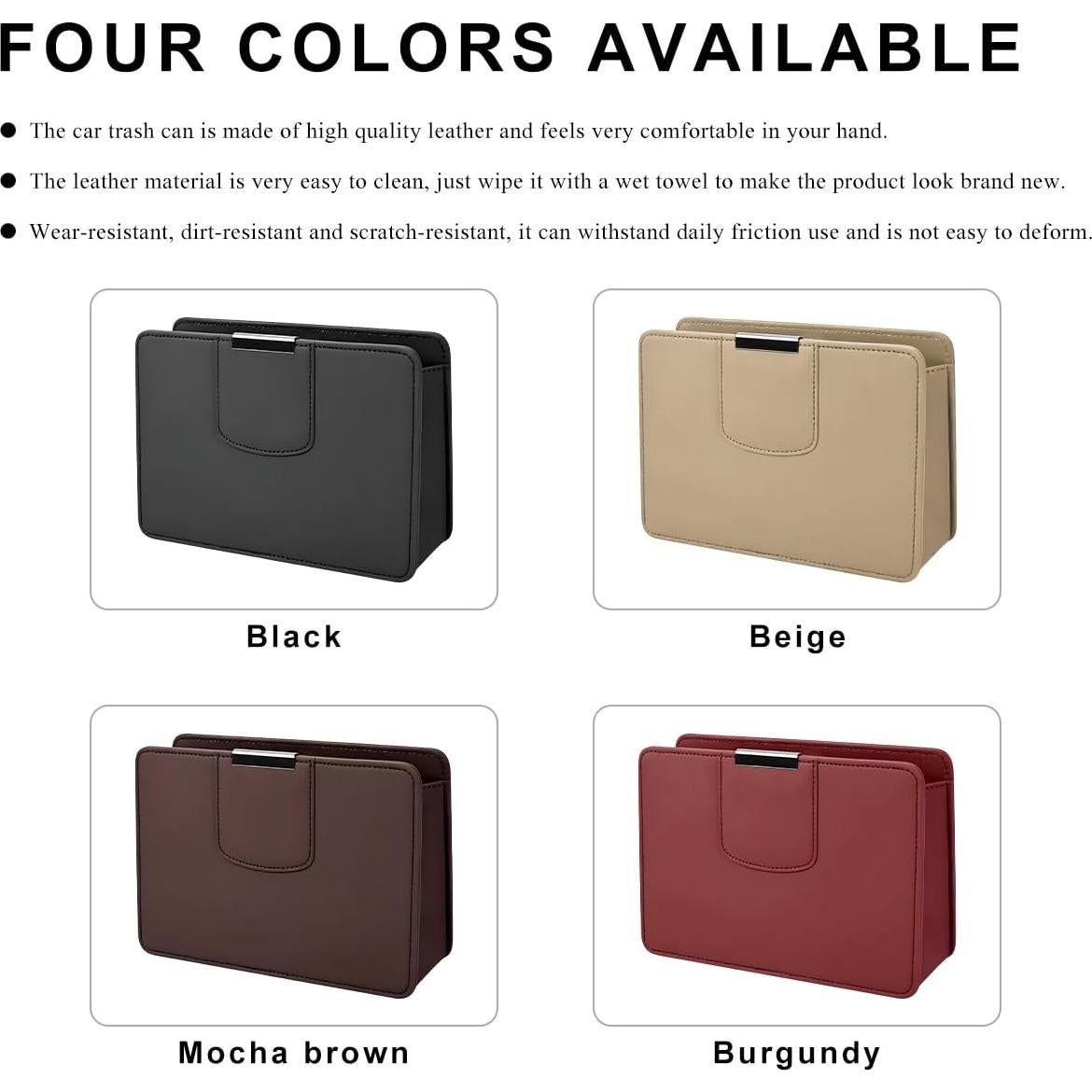 Basurero de Auto FSTURIOS Plegable Cuero Rojo Vino 2000ml