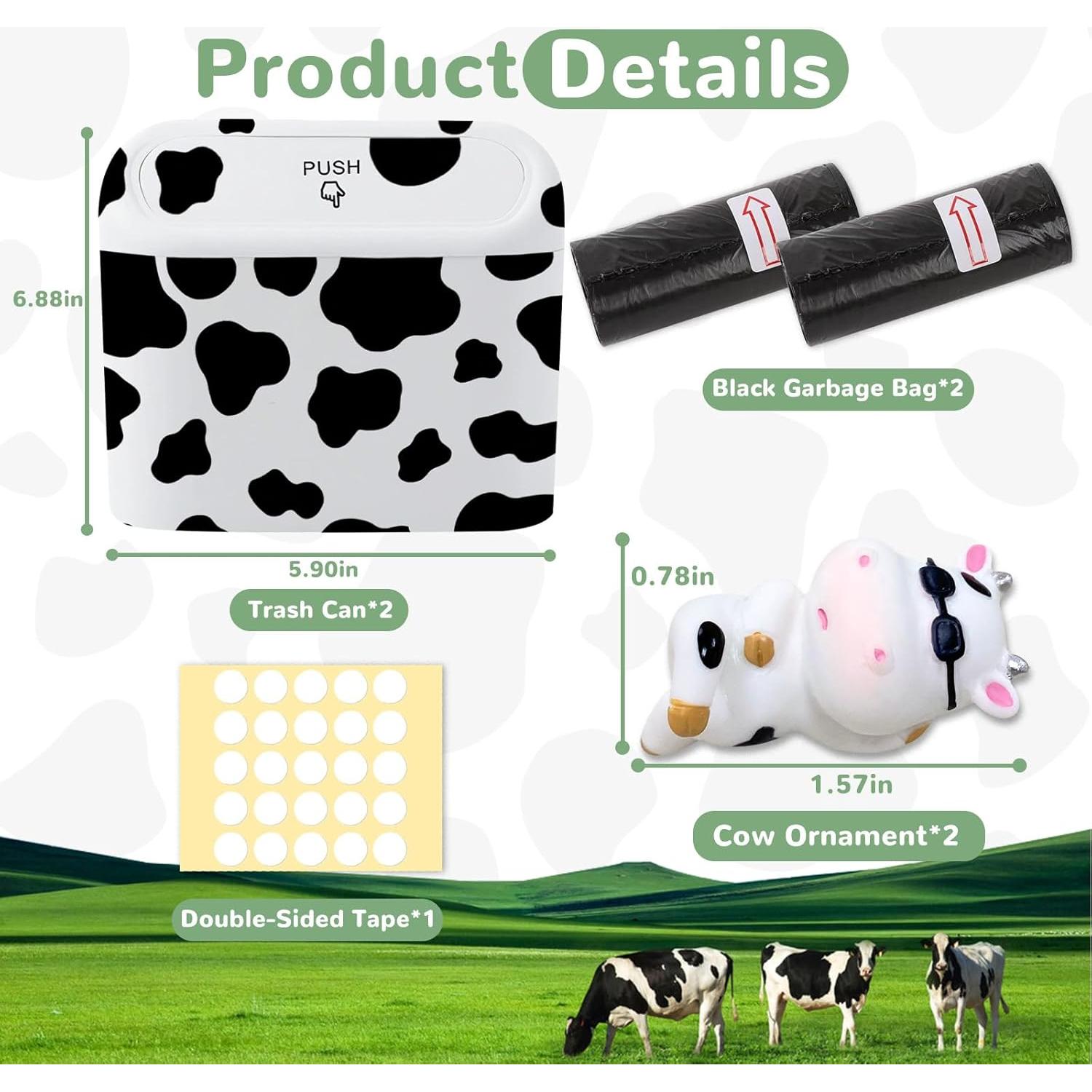 Cubo de Basura para Auto CusDusk Diseño de Vaca 2 Pcs