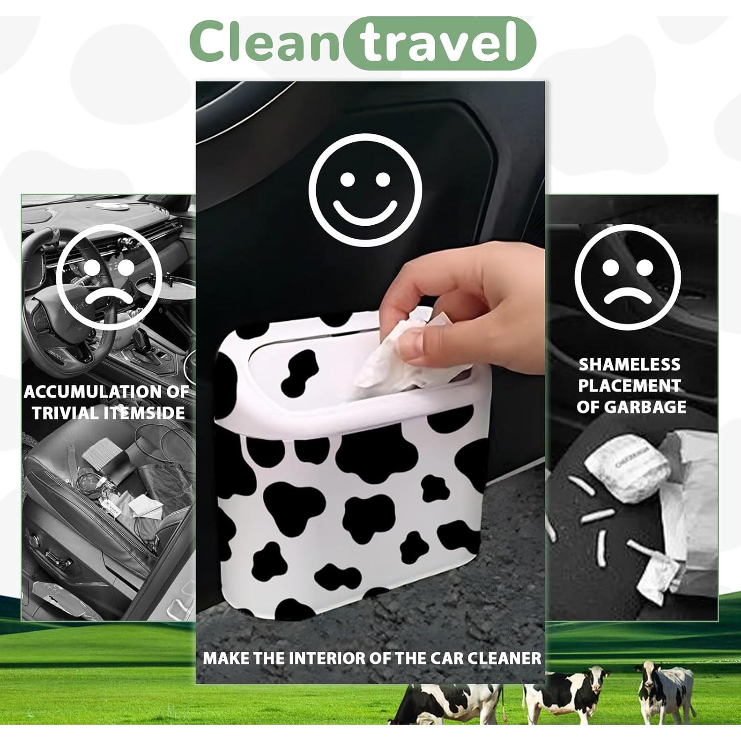 Cubo de Basura para Auto CusDusk Diseño de Vaca 2 Pcs