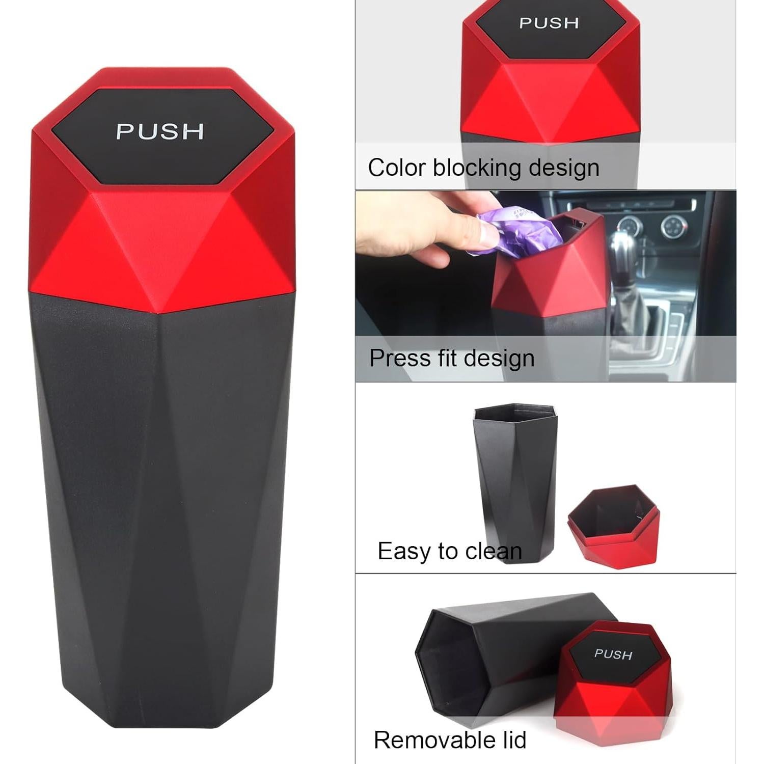 Basurero de Coche LoyaGour Rojo 600ml con Tapa y Diseño Moderno