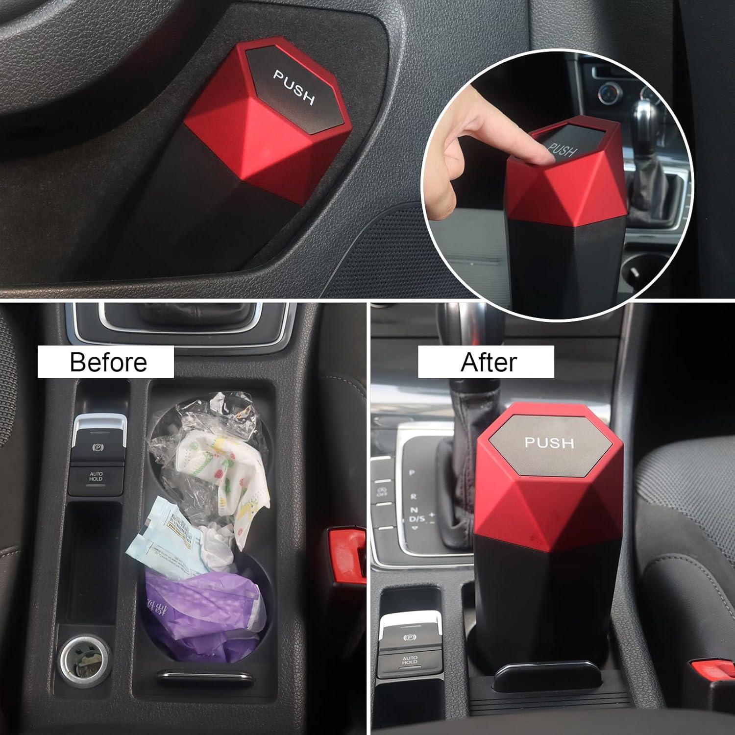 Basurero de Coche LoyaGour Rojo 600ml con Tapa y Diseño Moderno