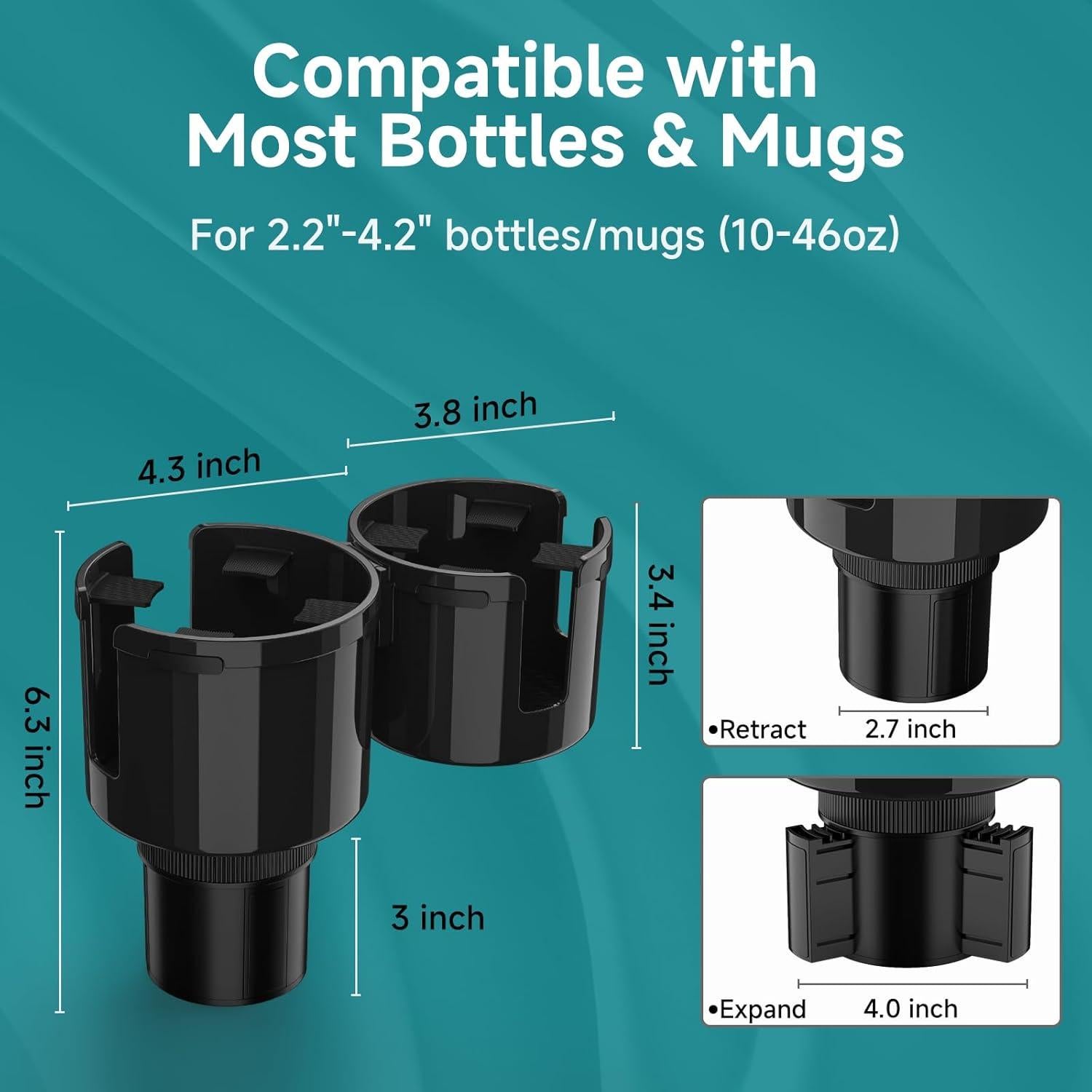 Expansor Soporte para Tazas de Auto TYKOR 2 en 1 Ajustable