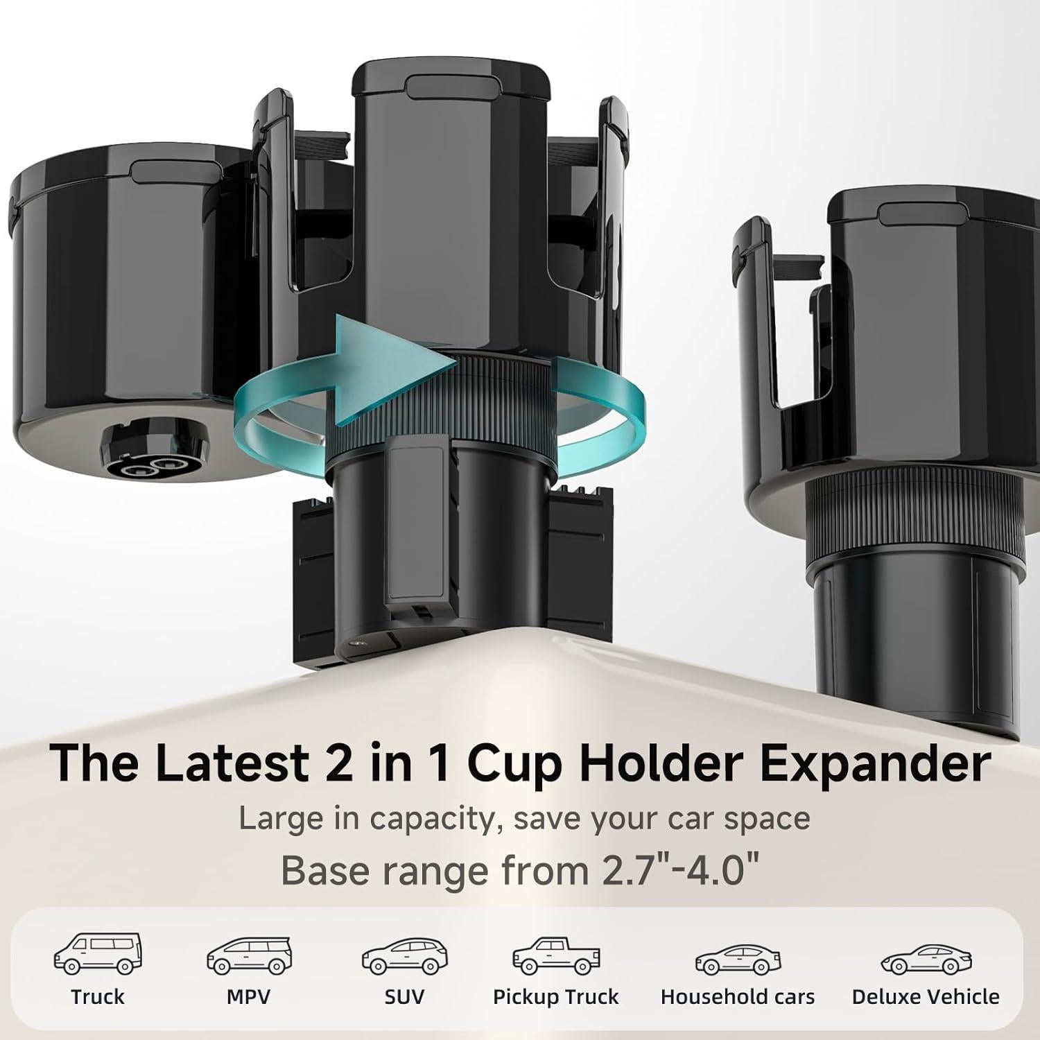 Expansor Soporte para Tazas de Auto TYKOR 2 en 1 Ajustable