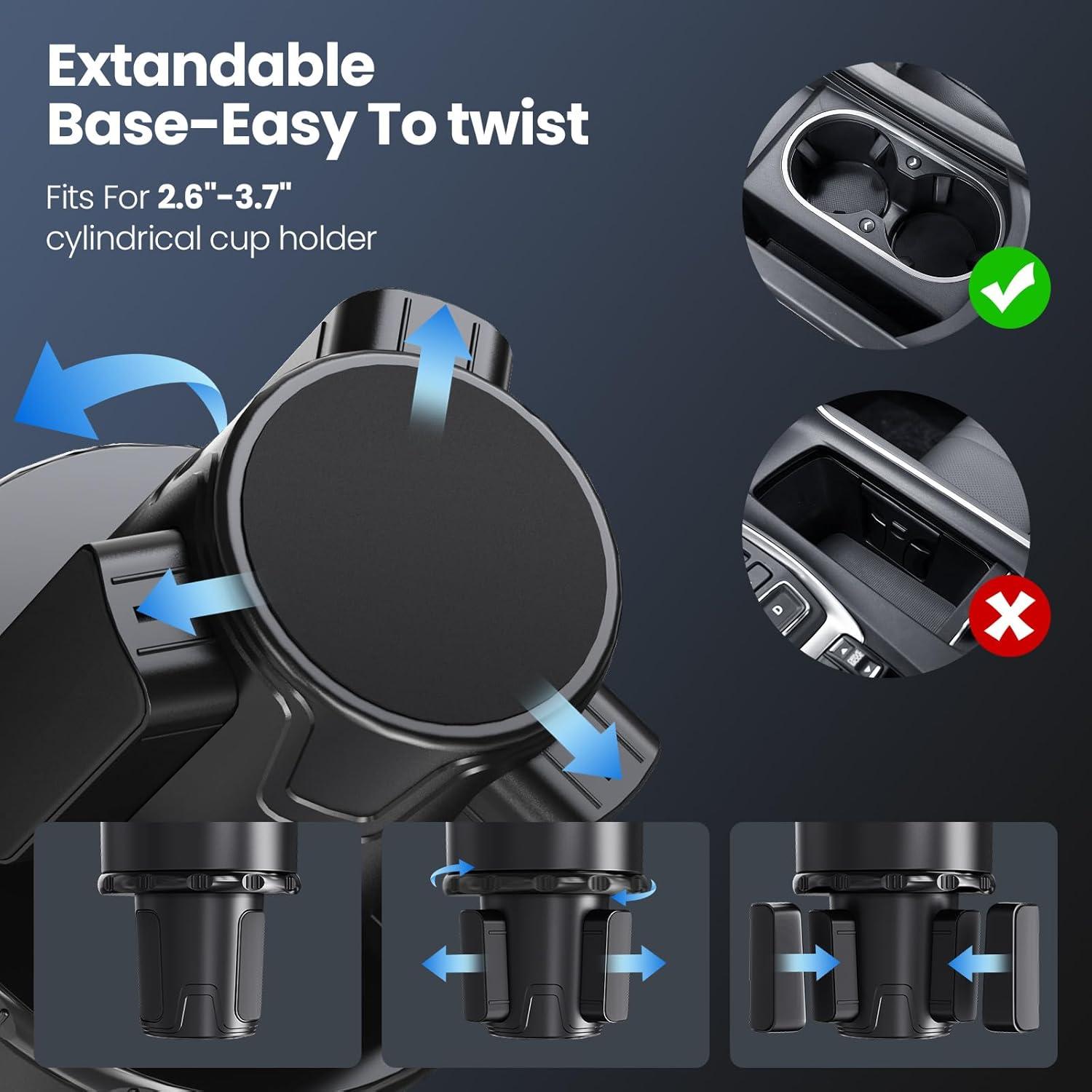 Soporte para Tazas de Coche UNIWA Adaptador 2 en 1 Negro