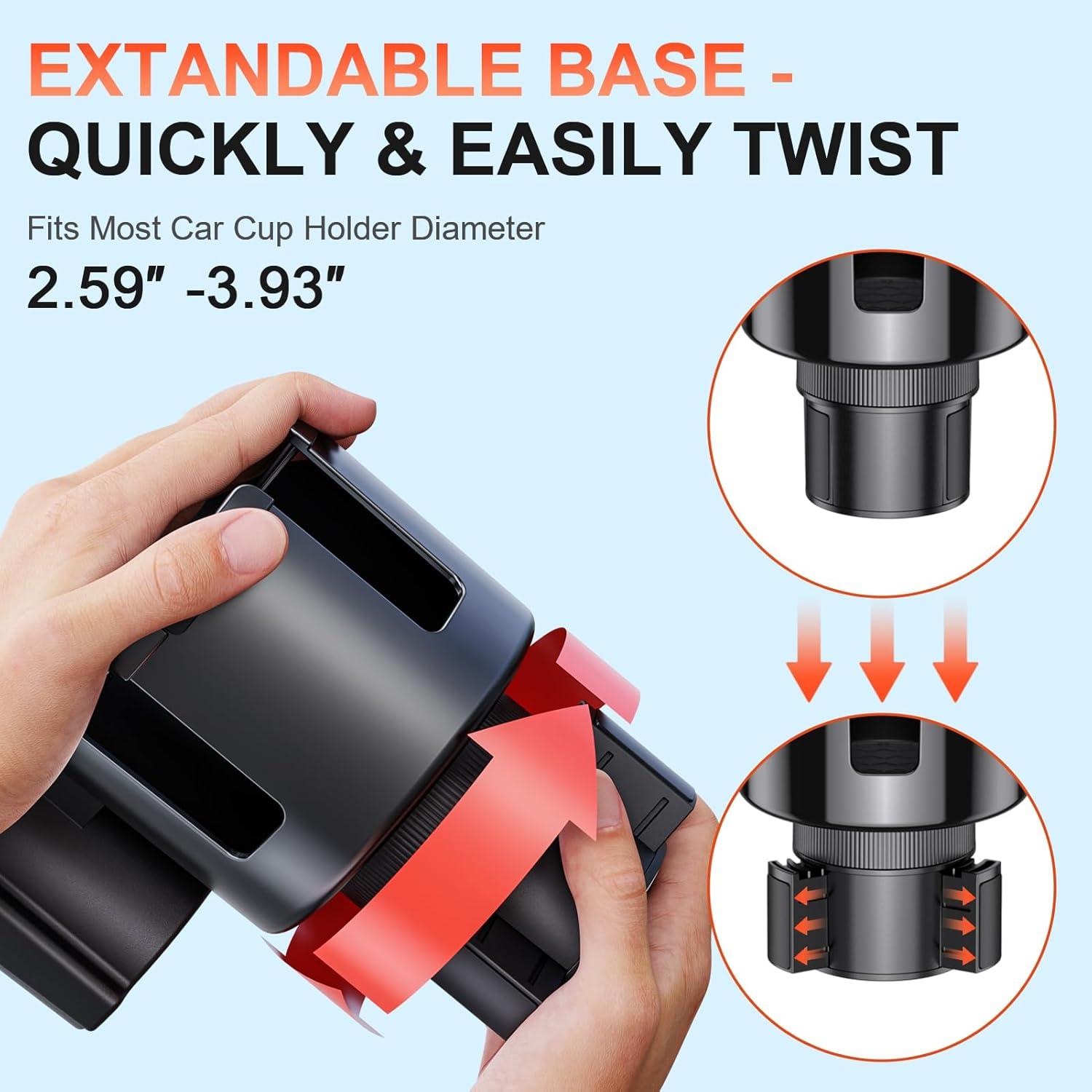 Soporte de Taza 2 en 1 DDTPDE para Auto Ajustable Negro