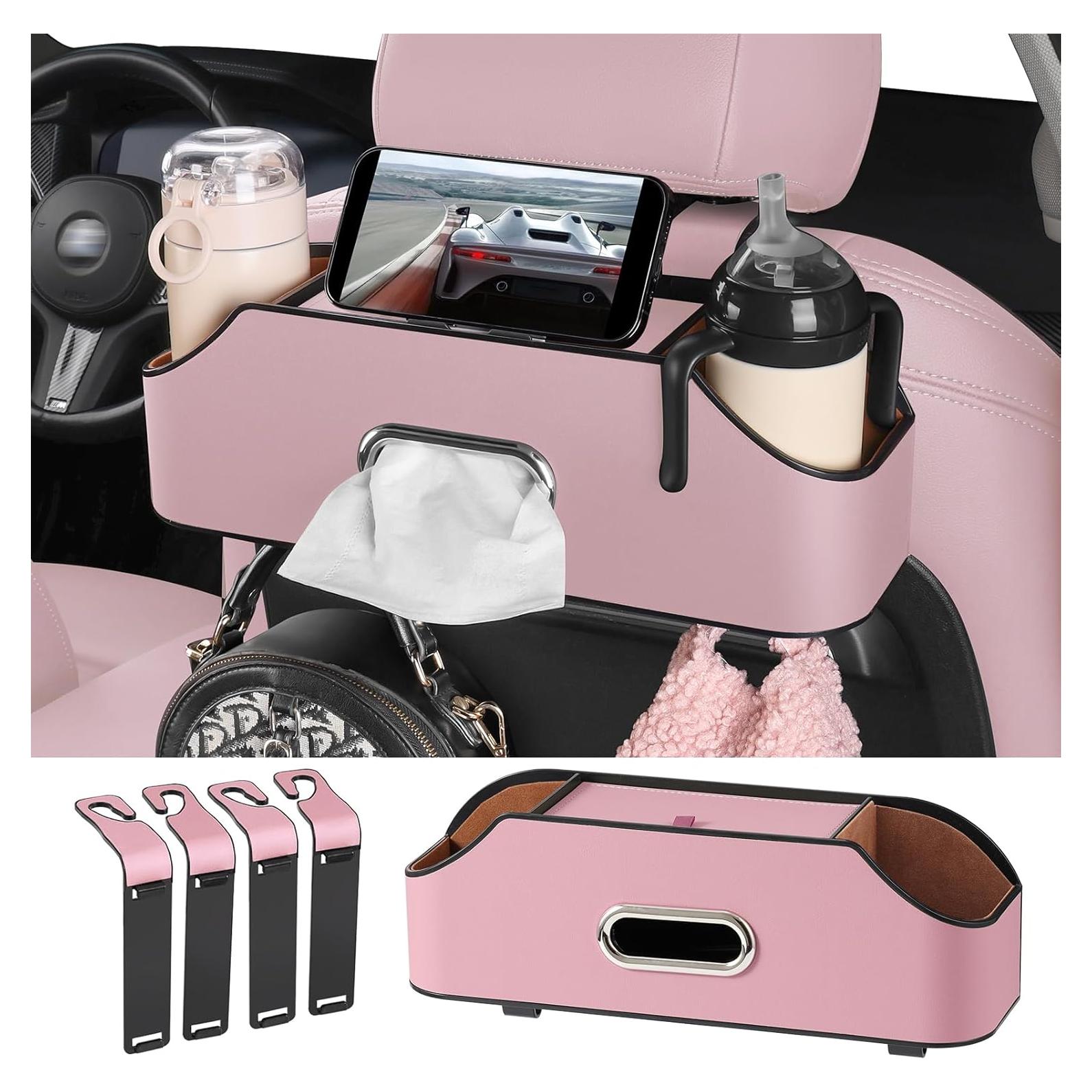 Organizador de Asiento Trasero Sancaral Rosa con 2 Portavasos