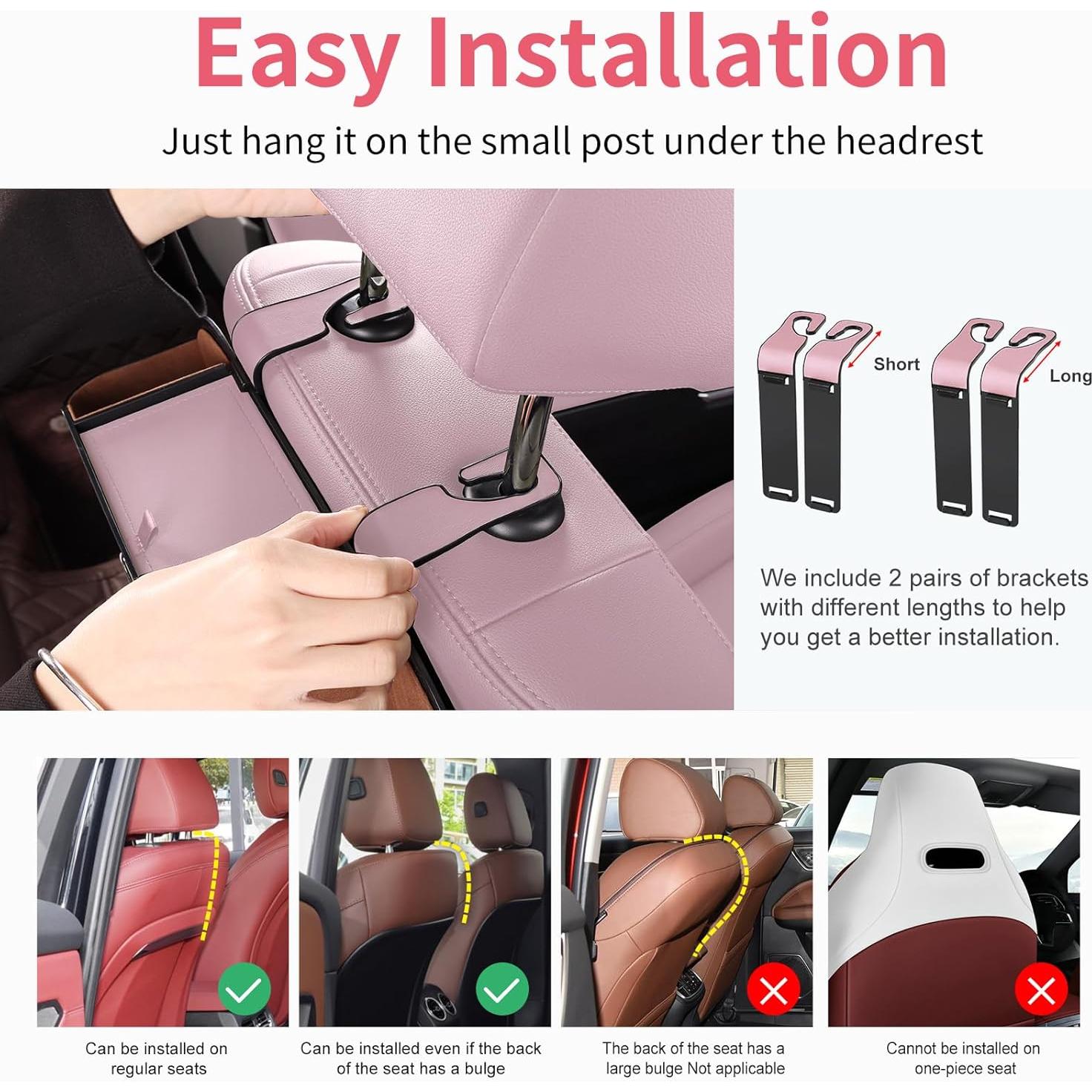 Organizador de Asiento Trasero Sancaral Rosa con 2 Portavasos