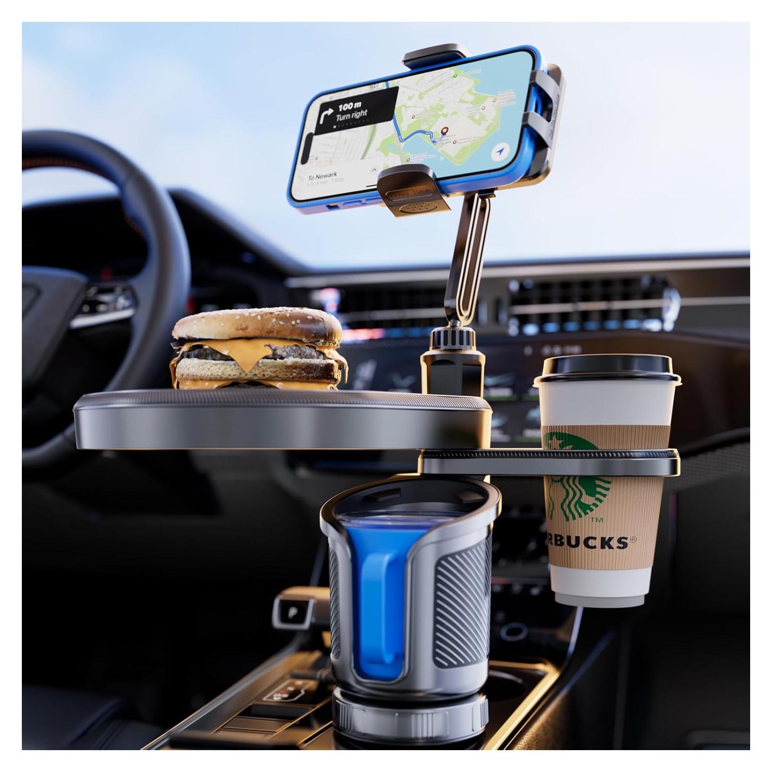 Bandeja de Comida para Coche PakWizz 4-en-1 Soporte Teléfono