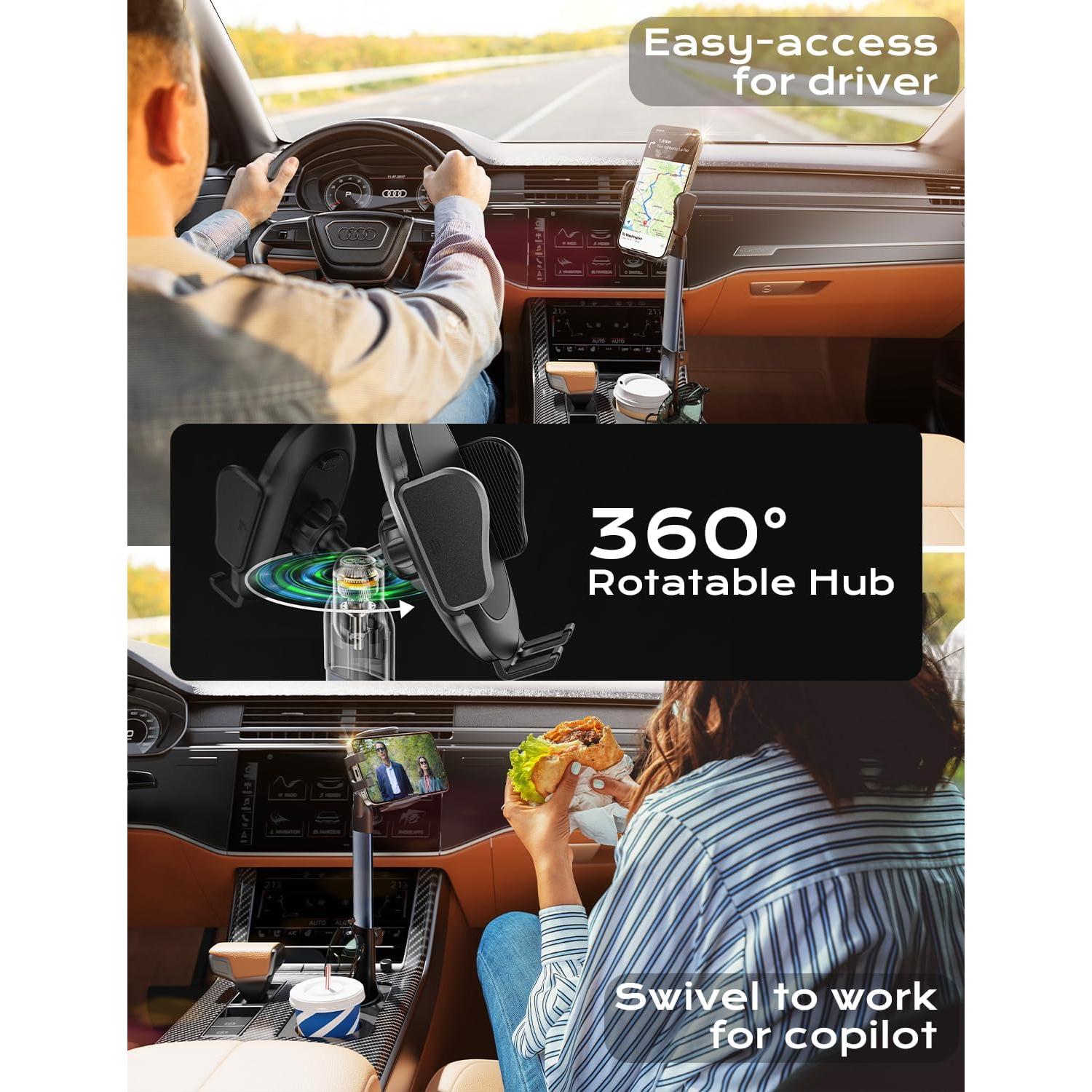 Soporte 2 en 1 para Teléfono y Portavasos TAZENI Azul