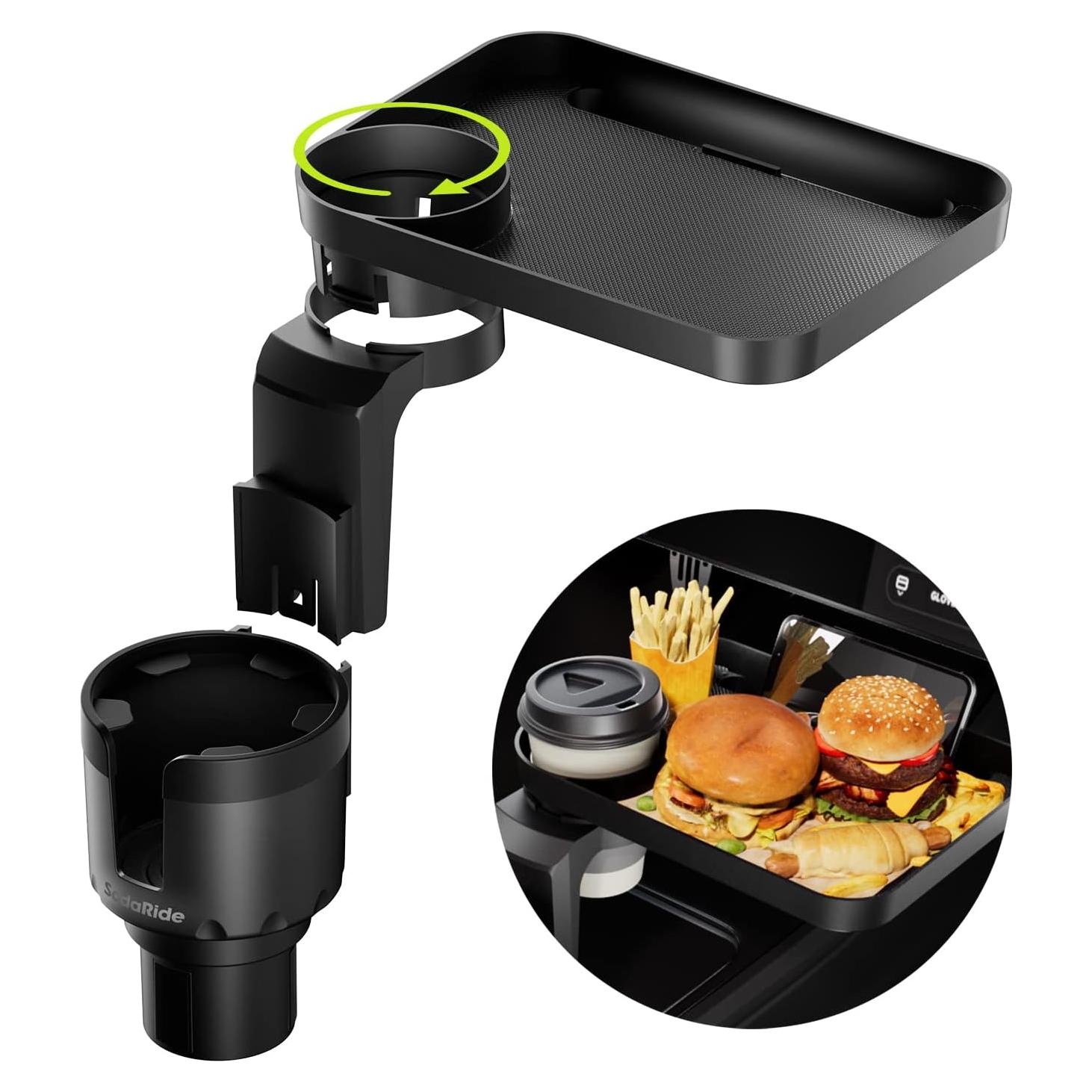 Bandeja para Portavasos de Coche SodaRide 3 en 1 - Negro