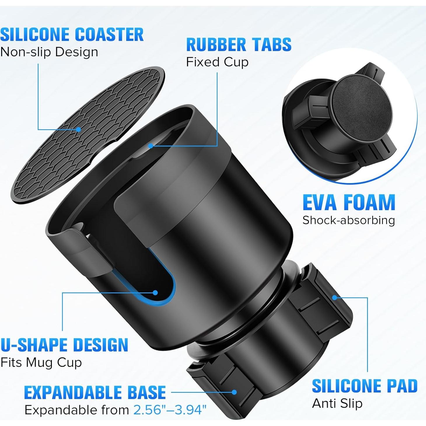 Expansor Soporte Tazas Coche TSAKBAM TB-014 Ajustable Negro