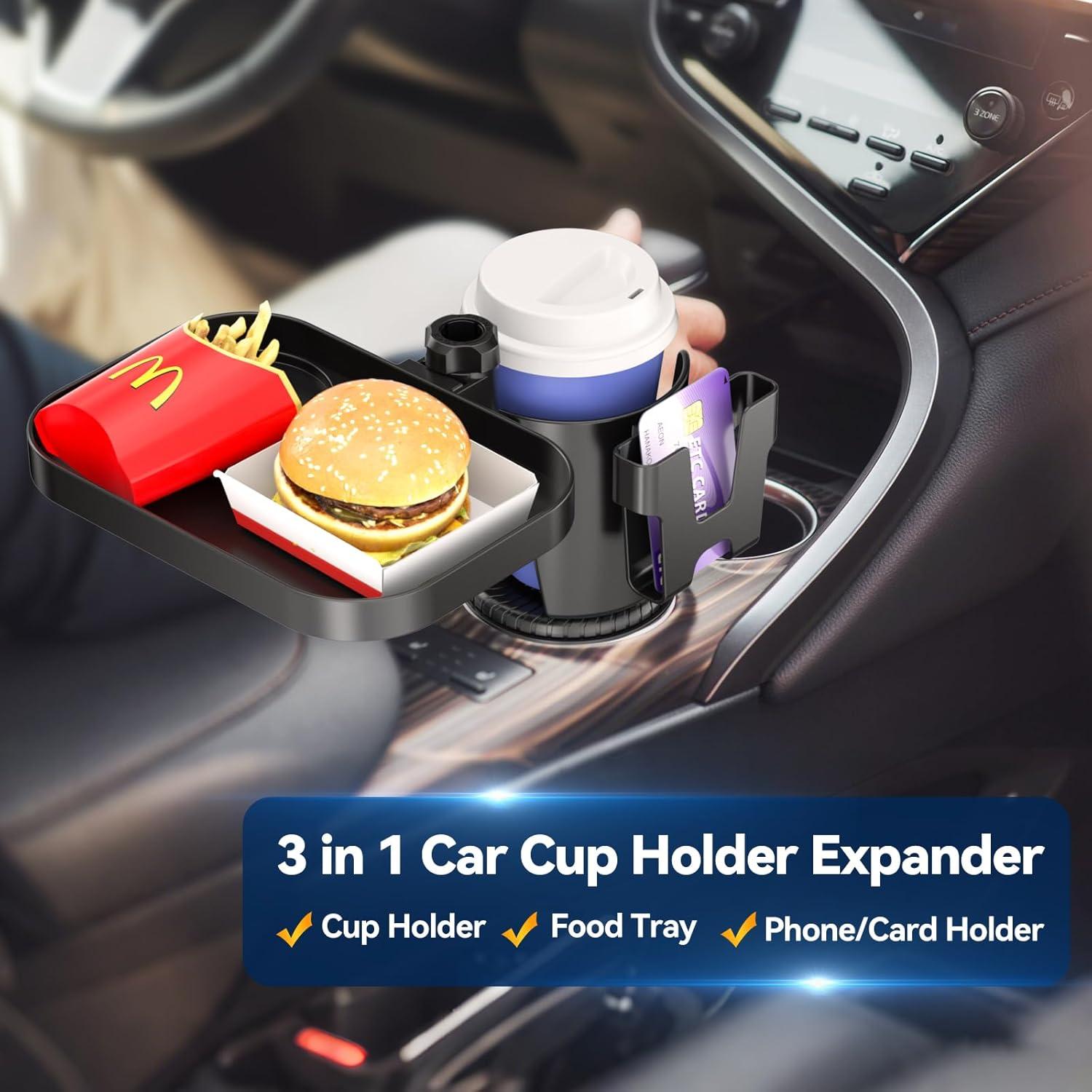 Soporte para Tazas de Coche KDD 3 en 1 Ajustable con Bandeja