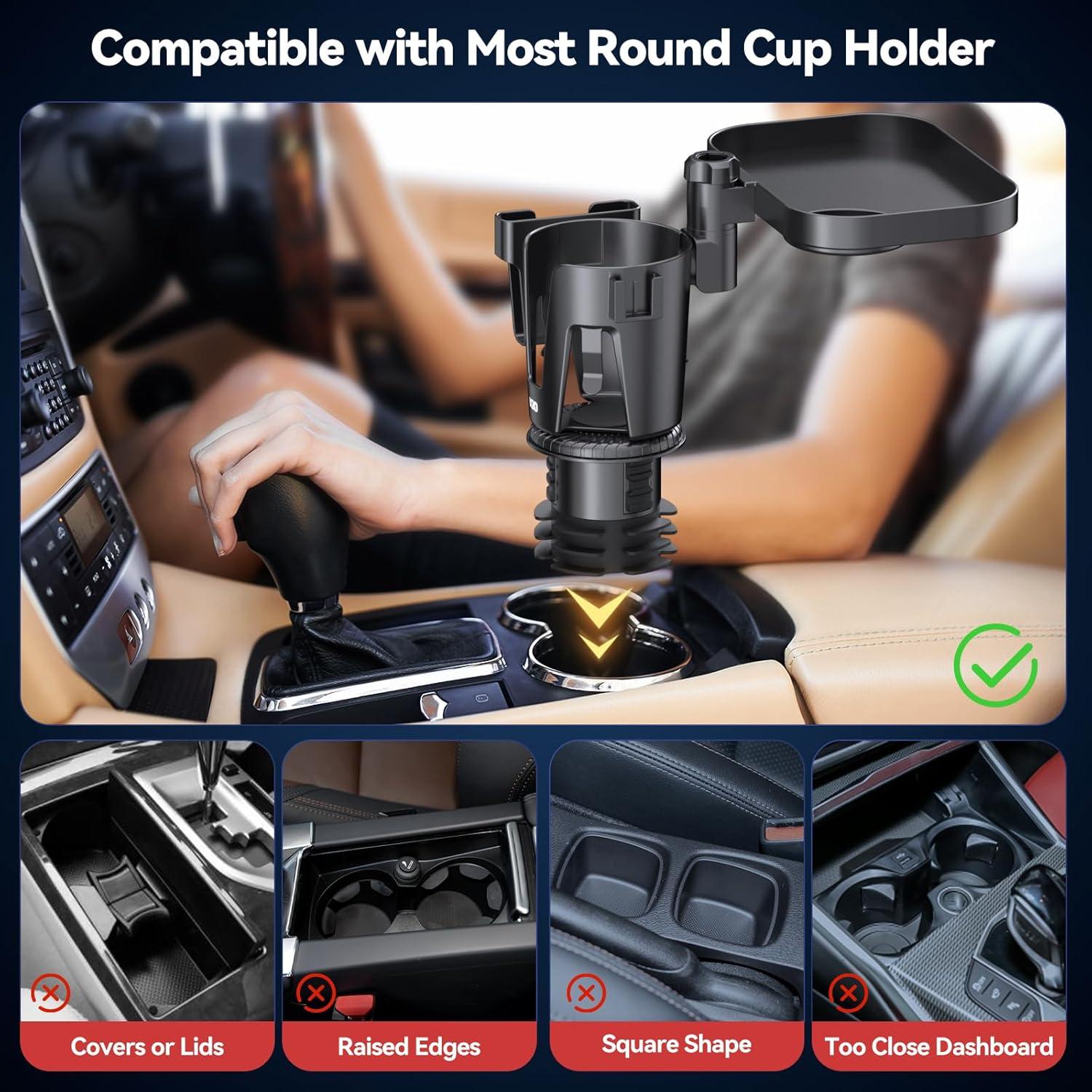 Soporte para Tazas de Coche KDD 3 en 1 Ajustable con Bandeja