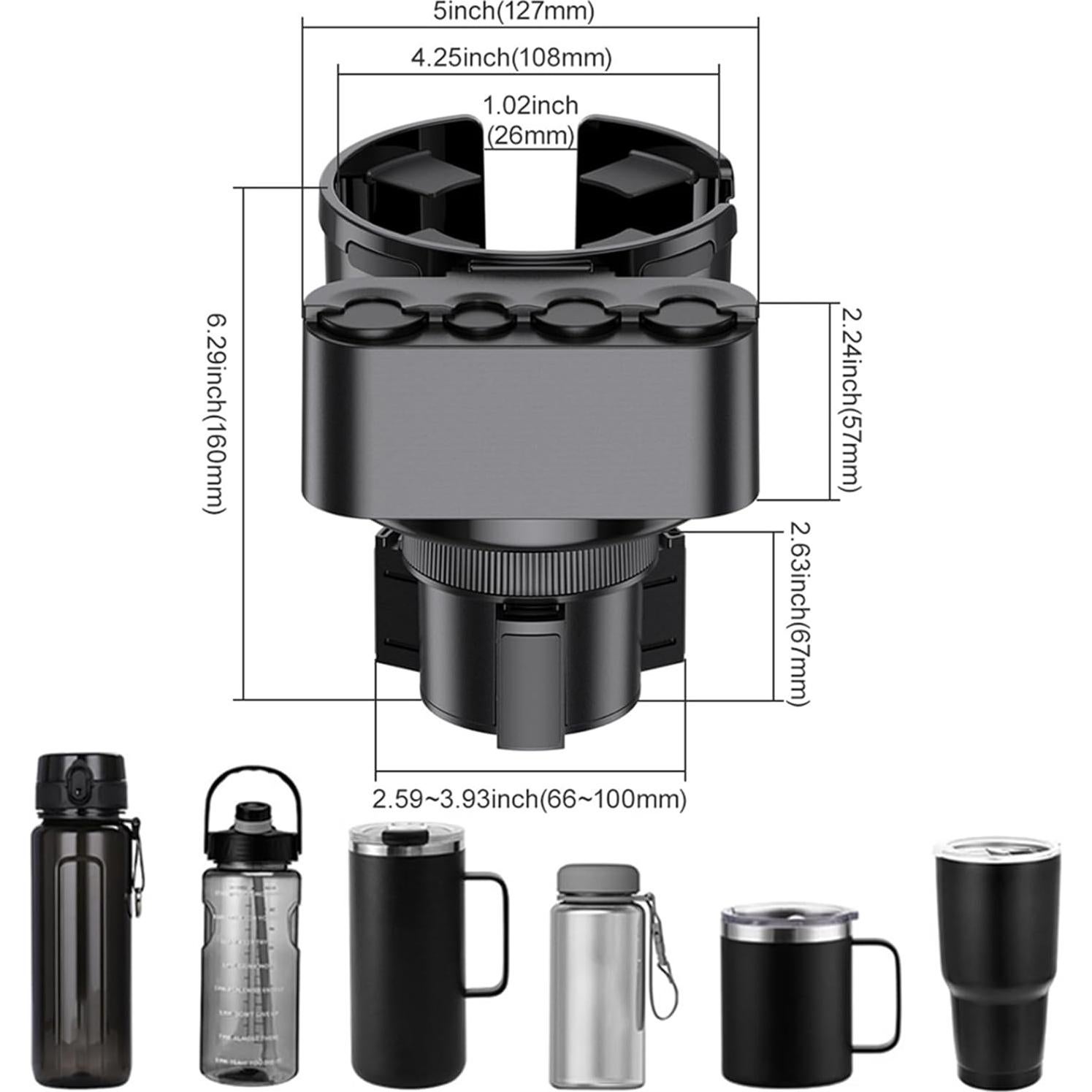 Soporte para Taza de Coche HZGAMER CCH01 2 en 1 Ajustable