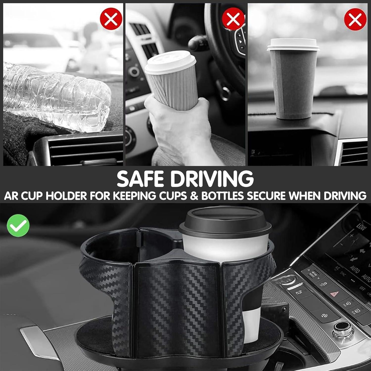 Soporte para Tazas de Coche Reofrey 2-en-1 Ajustable Negro