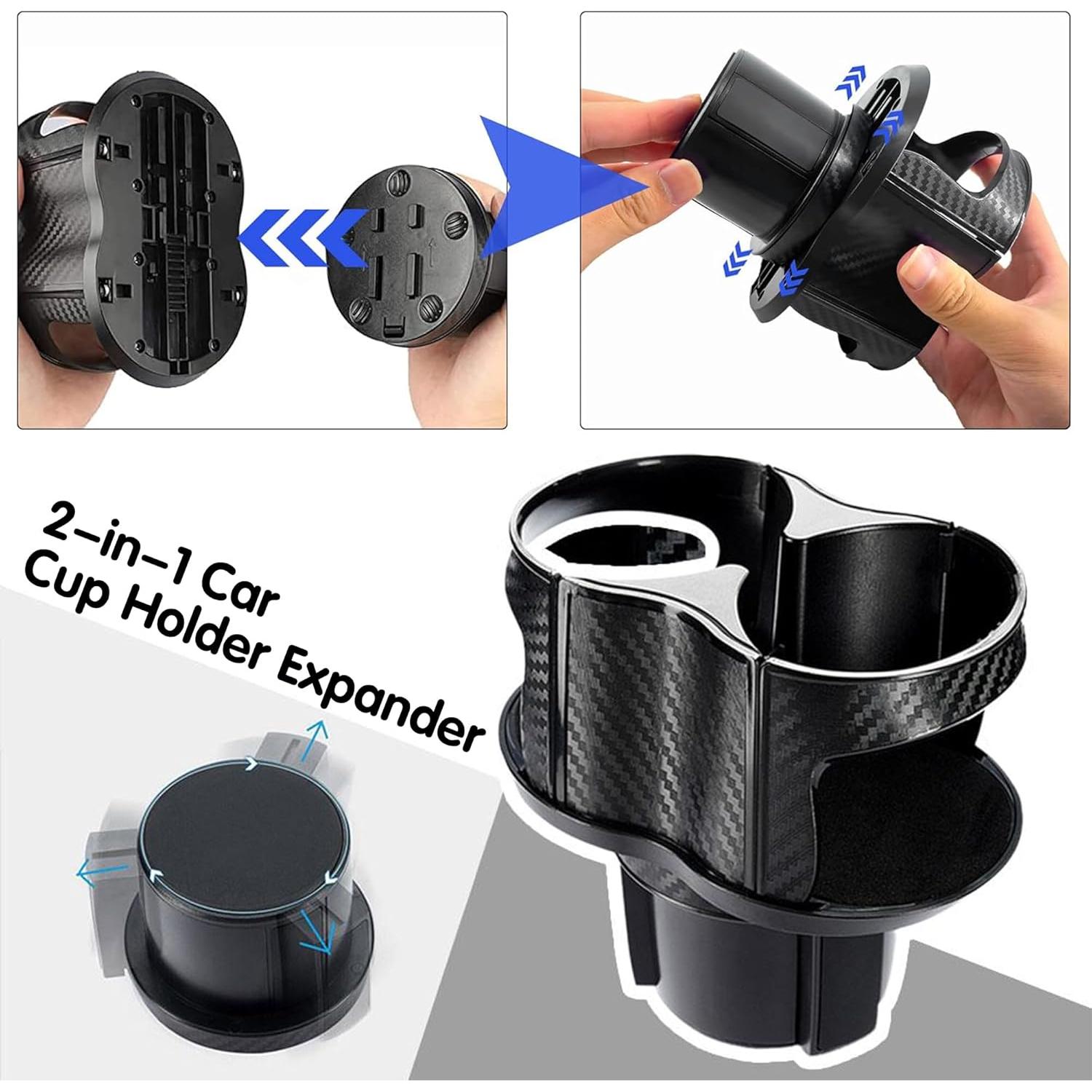 Soporte para Tazas de Coche Reofrey 2-en-1 Ajustable Negro