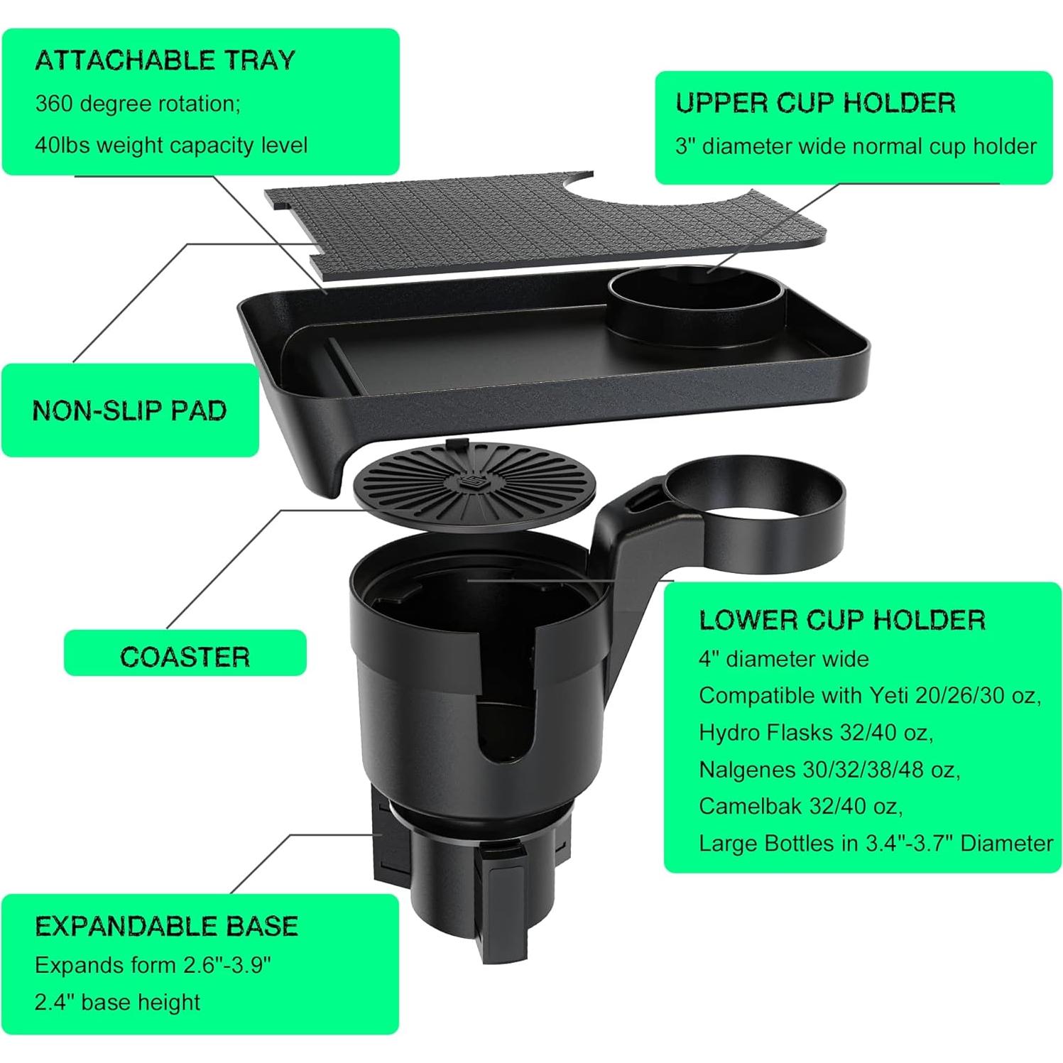 Soporte para Taza de Coche SEVEN SPARTA con Bandeja Expandible