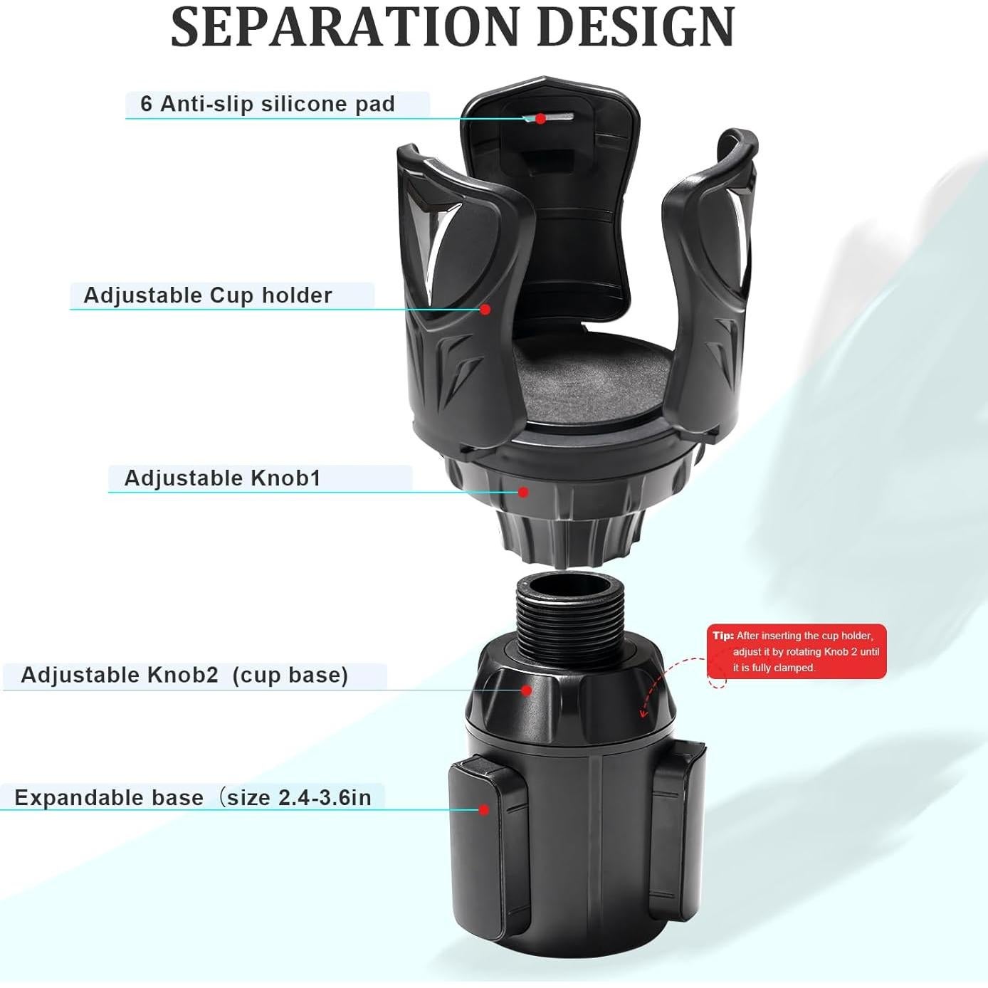 Expansor Soporte para Tazas de Coche LOUVERTOIL Ajustable 7.5-14 cm