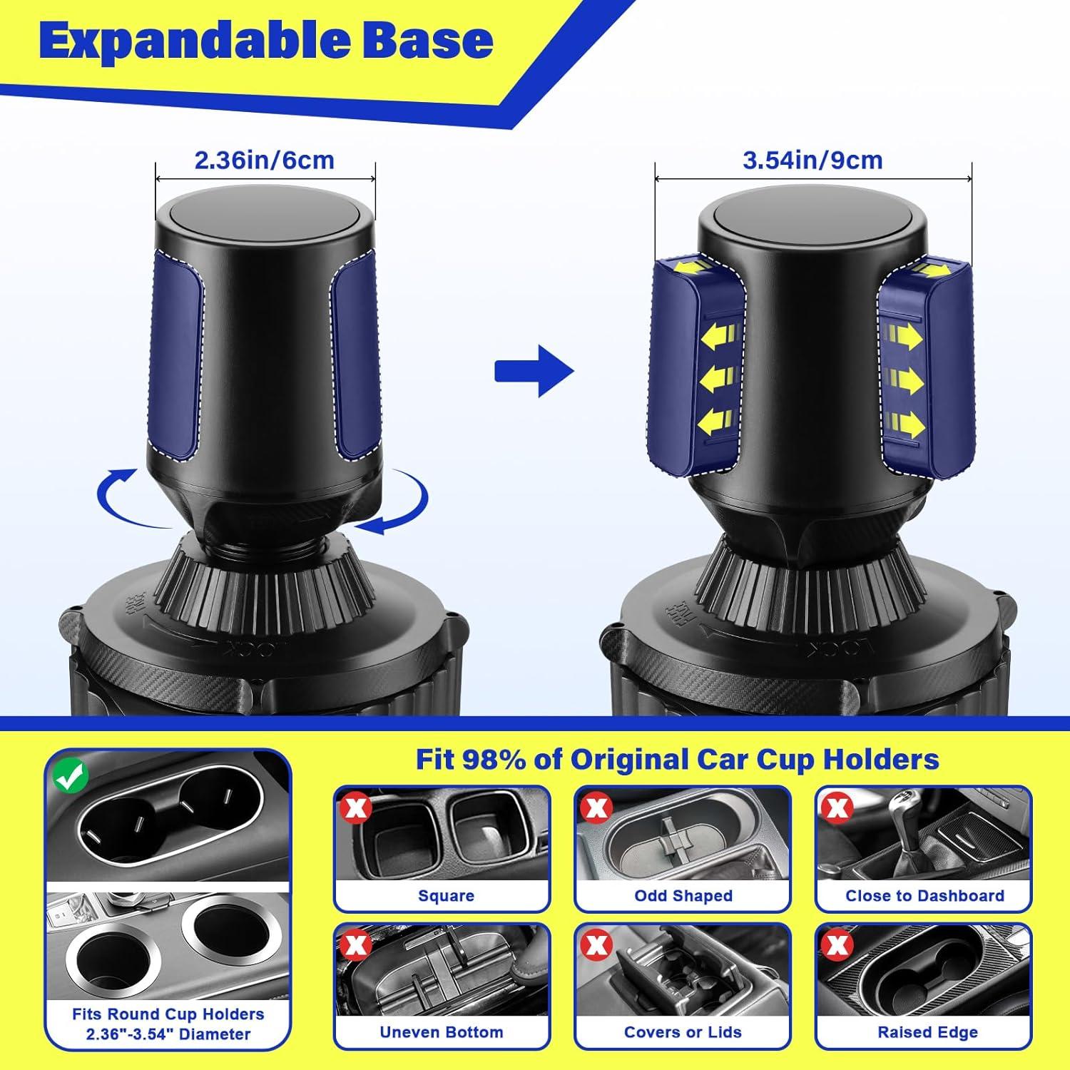 Bandeja para Portavasos de Coche Bvdfgk 5 en 1 Ajustable