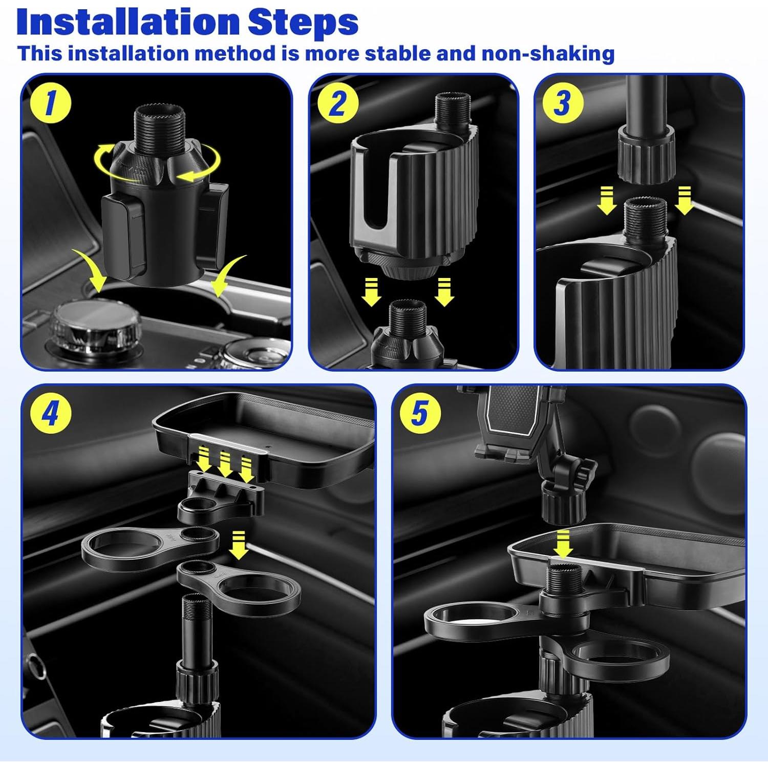 Bandeja para Portavasos de Coche Bvdfgk 5 en 1 Ajustable