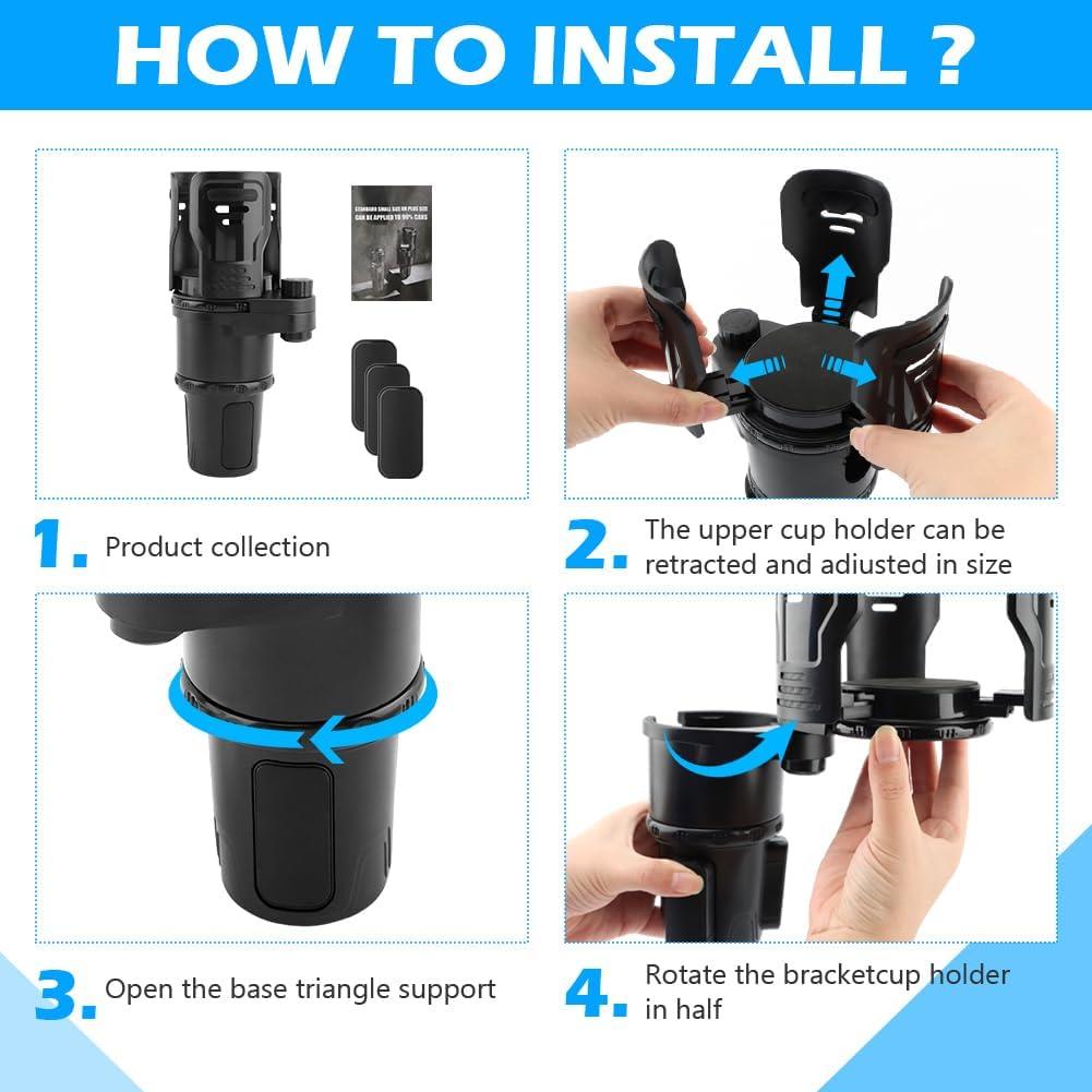 Soporte de Vaso para Coche Expandible HONUTIGE 2 en 1 Ajustable