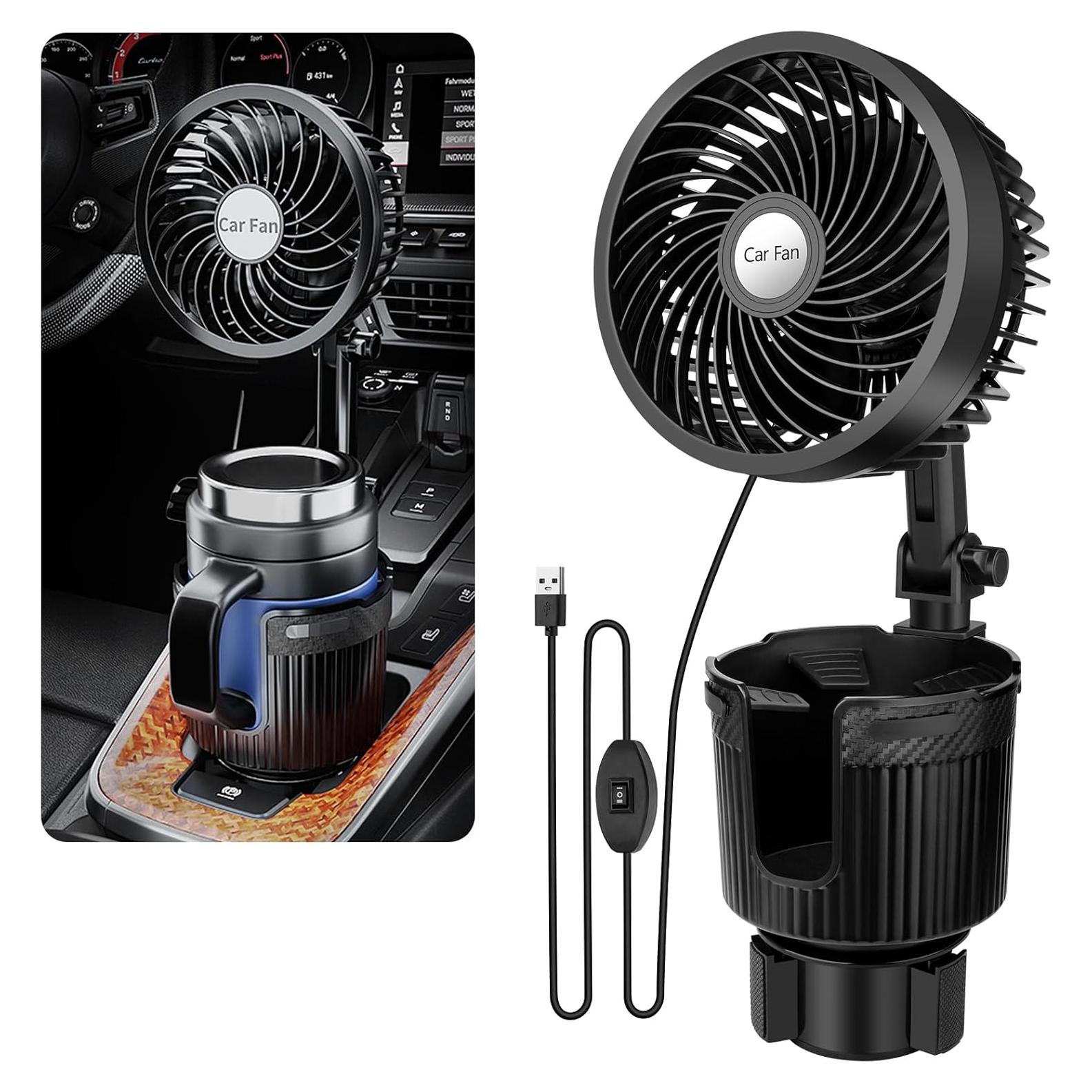 Ventilador USB 6" Suteng con Soporte para Taza Automotriz 2 en 1