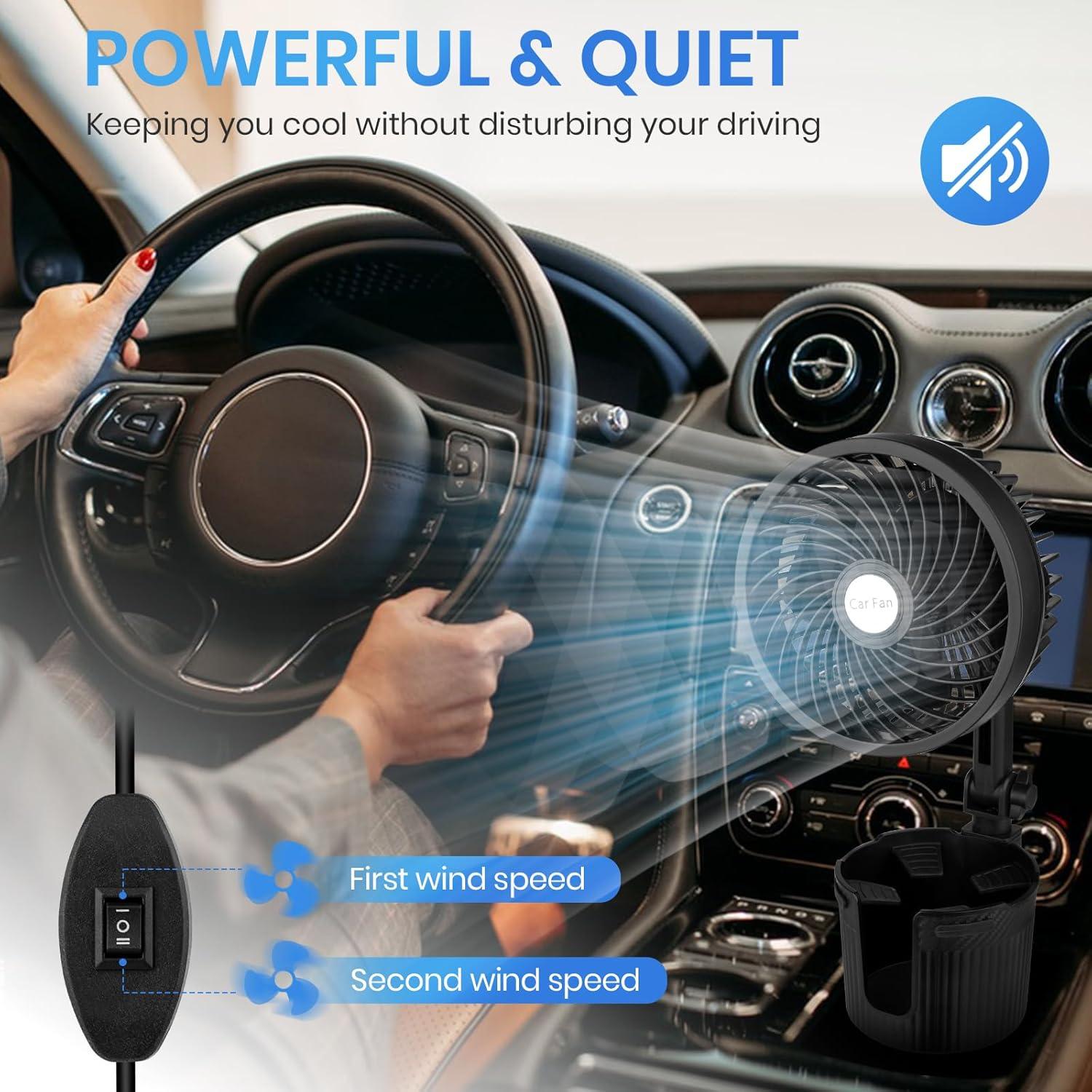 Ventilador USB 6" Suteng con Soporte para Taza Automotriz 2 en 1
