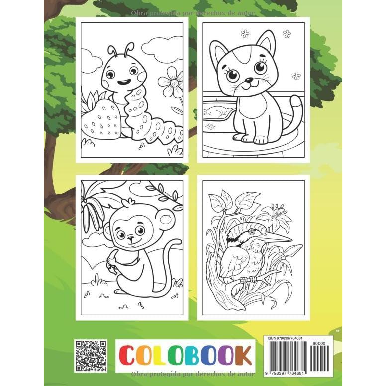 Animales Libro para Colorear para Niños a partir de 4 Años: 100 Animales Para Niños y Niñas 4-8, 5-7, 6-10 Años (Dinosaurios, Unicornios, Caballos, ... Sirenas y muchos más) (Spanish Edition)