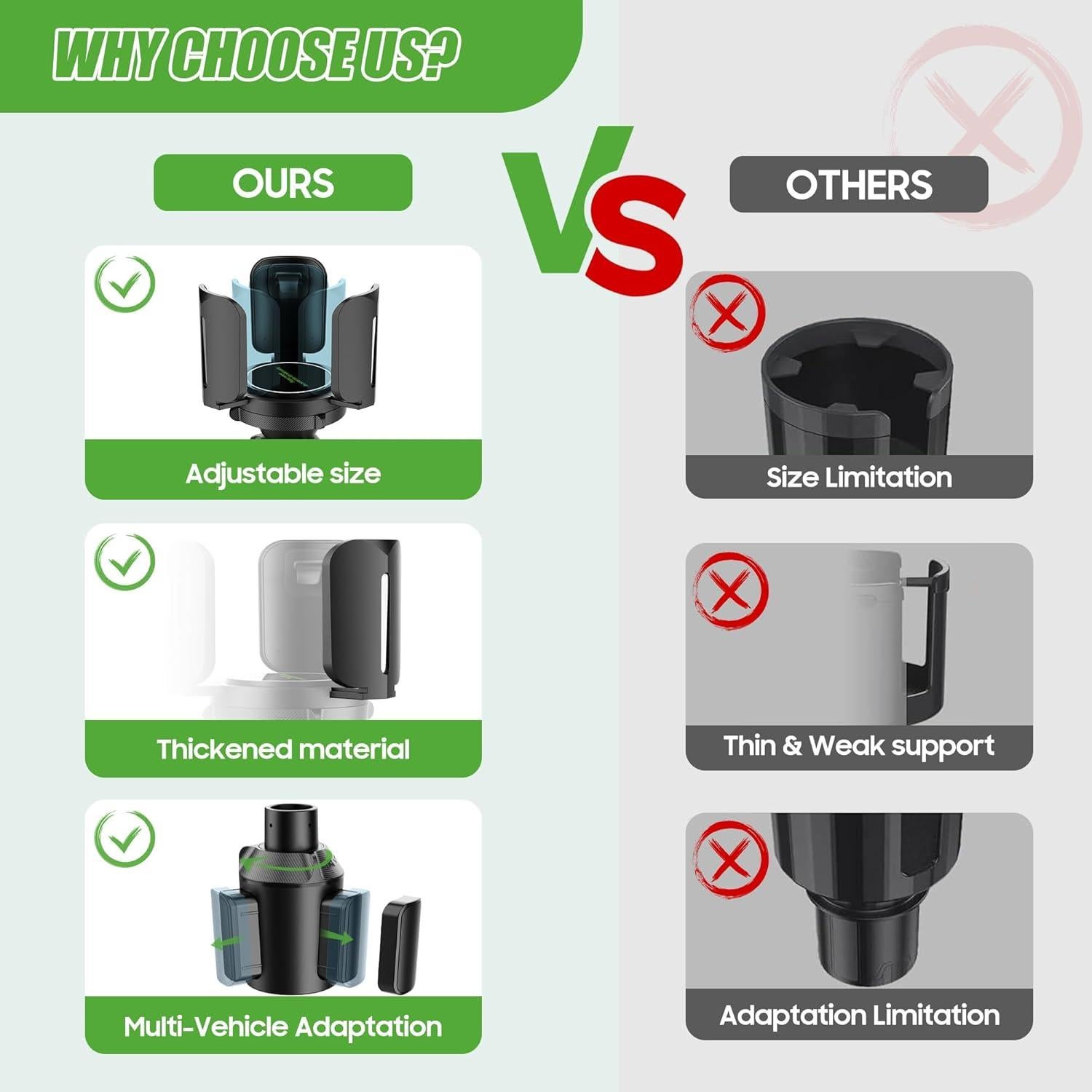 Soporte de Vaso Ajustable 10L0L para Carro de Golf Universal