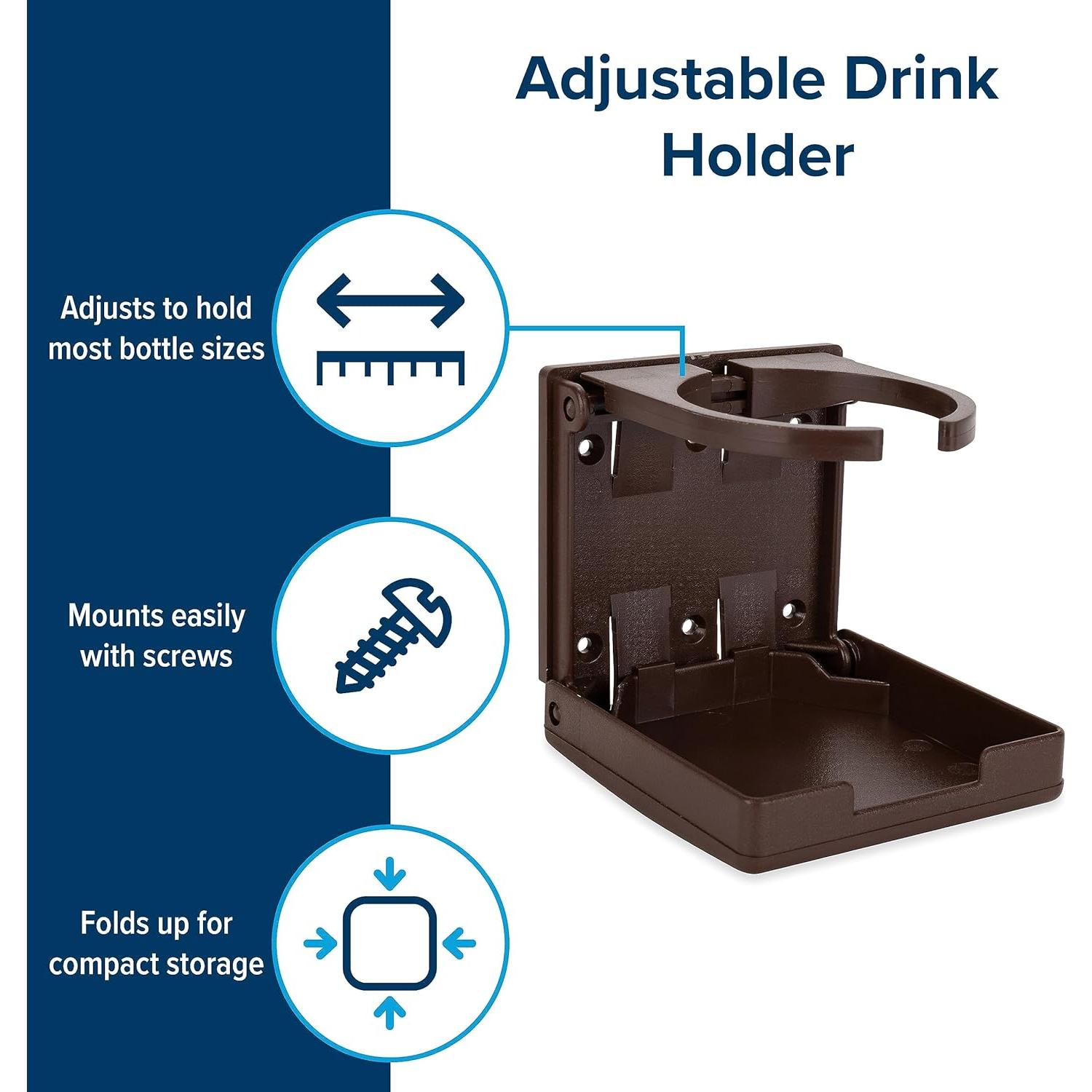 Soporte para Bebidas Ajustable Camco 44043 Marrón - Ideal para RV