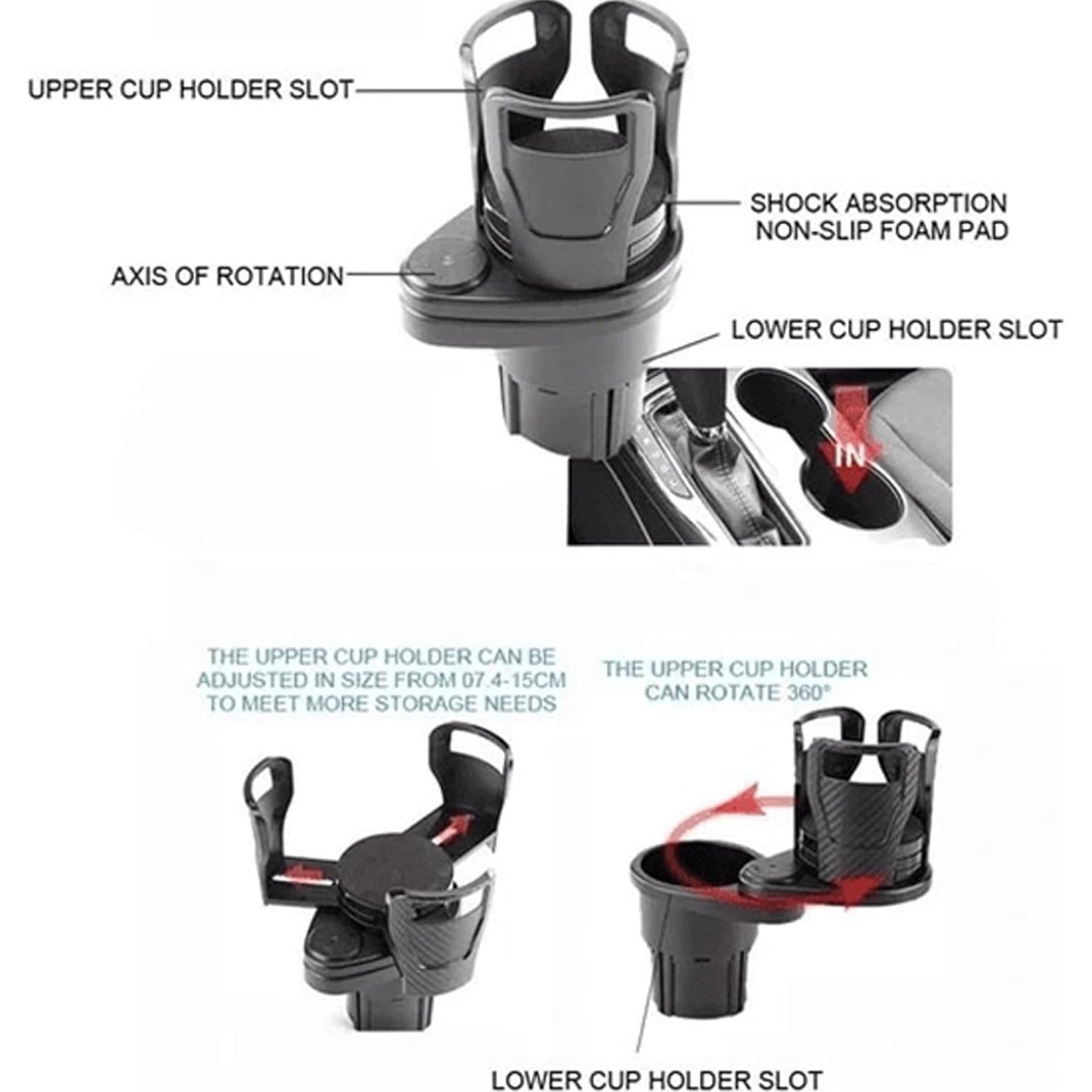 Soporte para Tazas Valza Negro Carbón 2 en 1 Ajustable