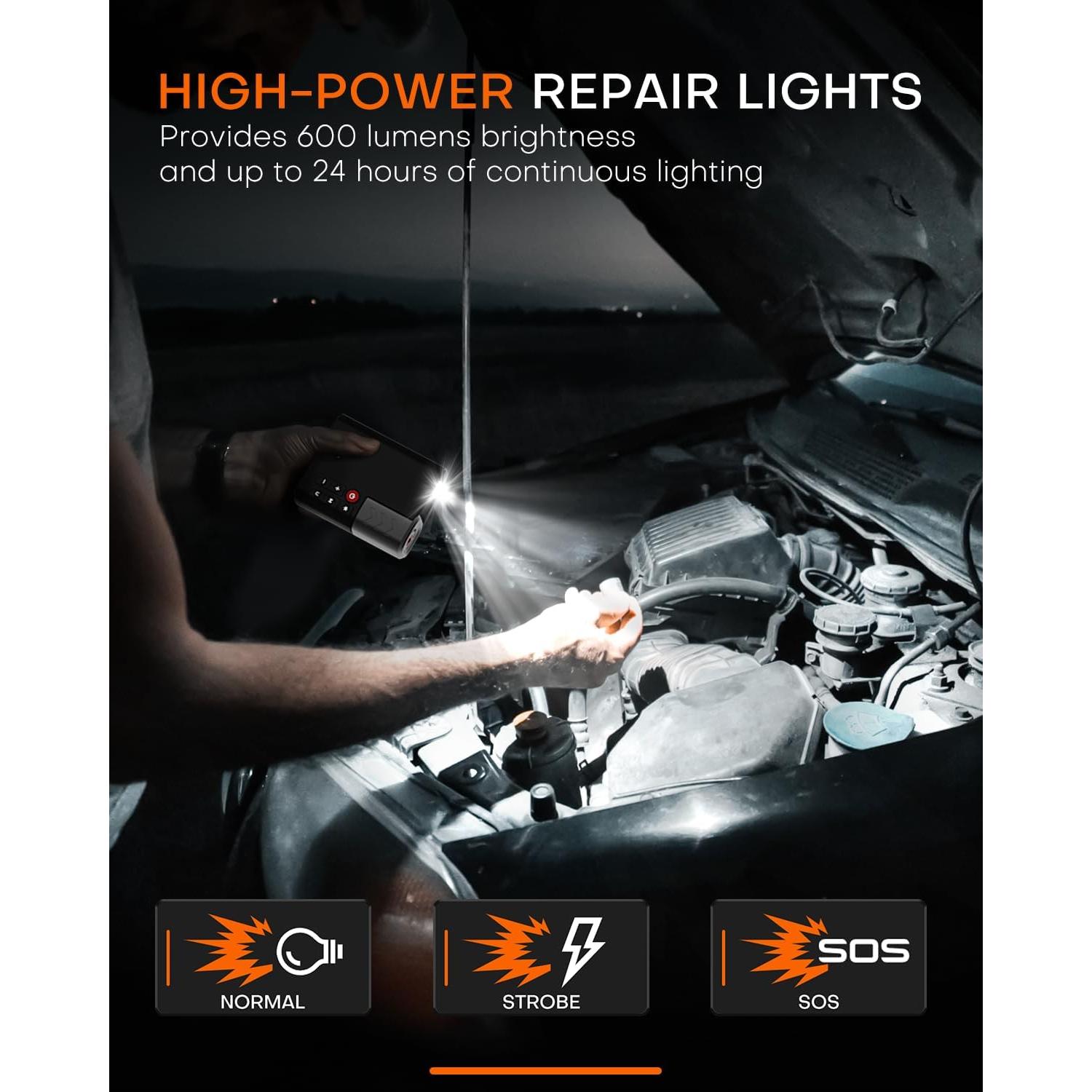 Compresor de Aire Portátil AEGISSAFE 160PSI 48LPM Batería 16000mAh