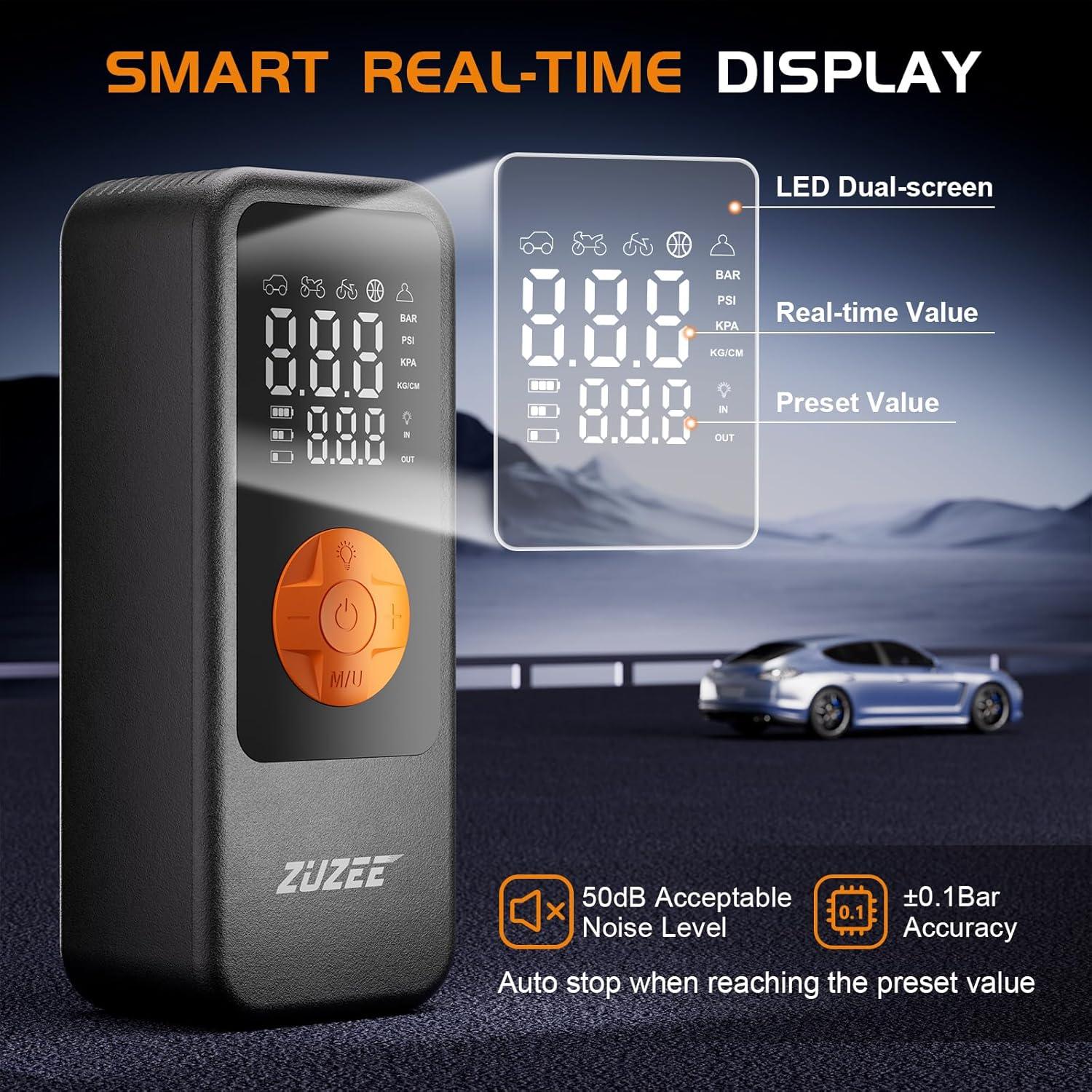 Compresor de Aire Portátil ZUZEE-Q13 150PSI con Luz LED