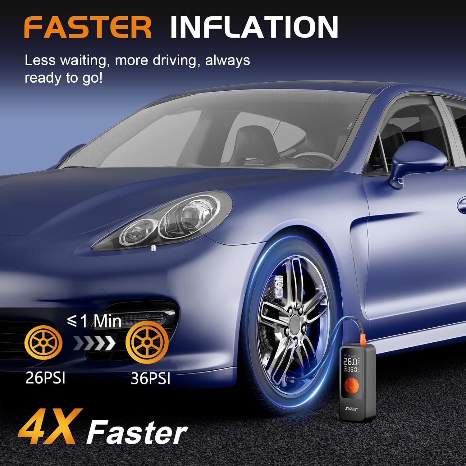 Compresor de Aire Portátil ZUZEE-Q13 150PSI con Luz LED